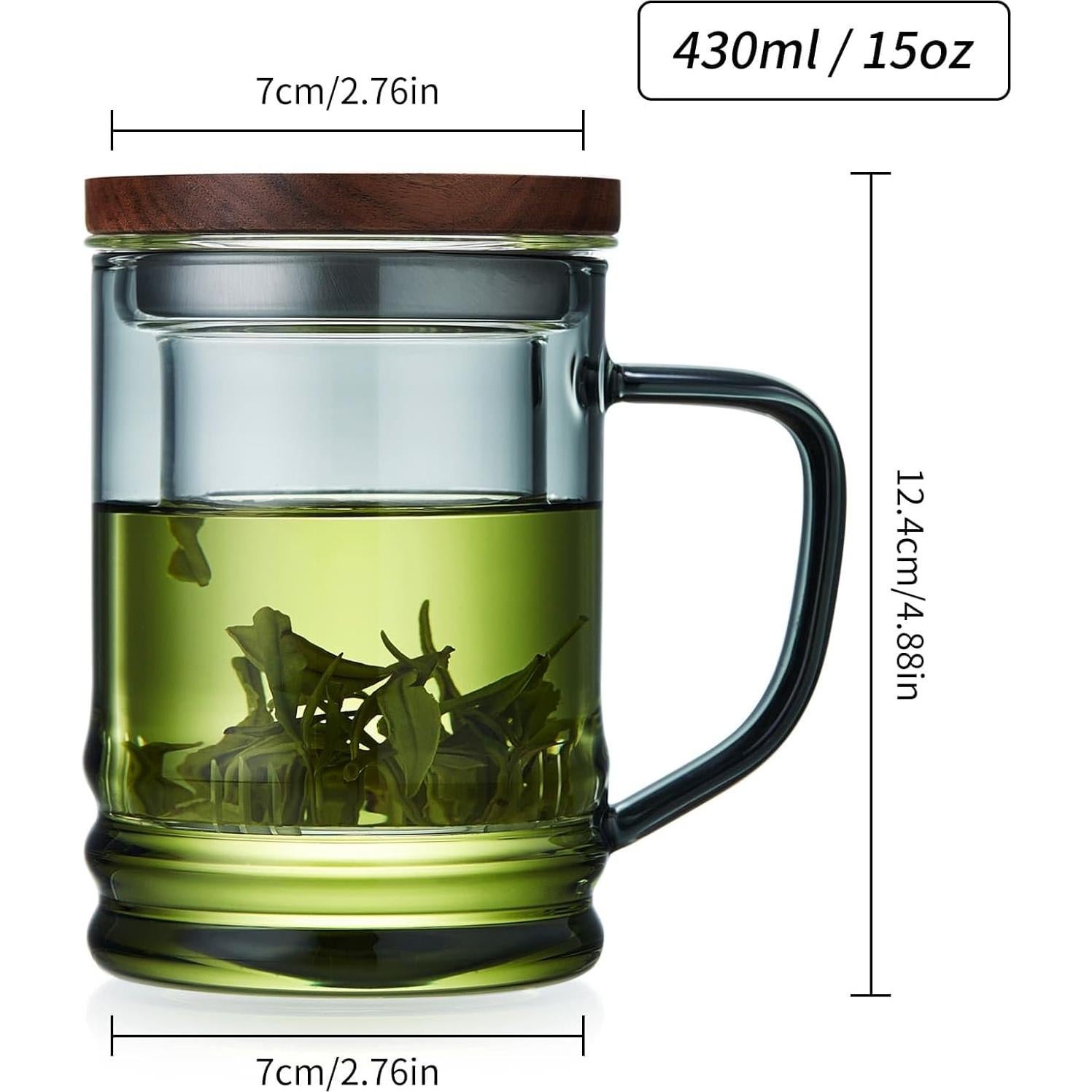 Taza de Té Irrompible de Vidrio Borosilicato 427 ml con Infusor