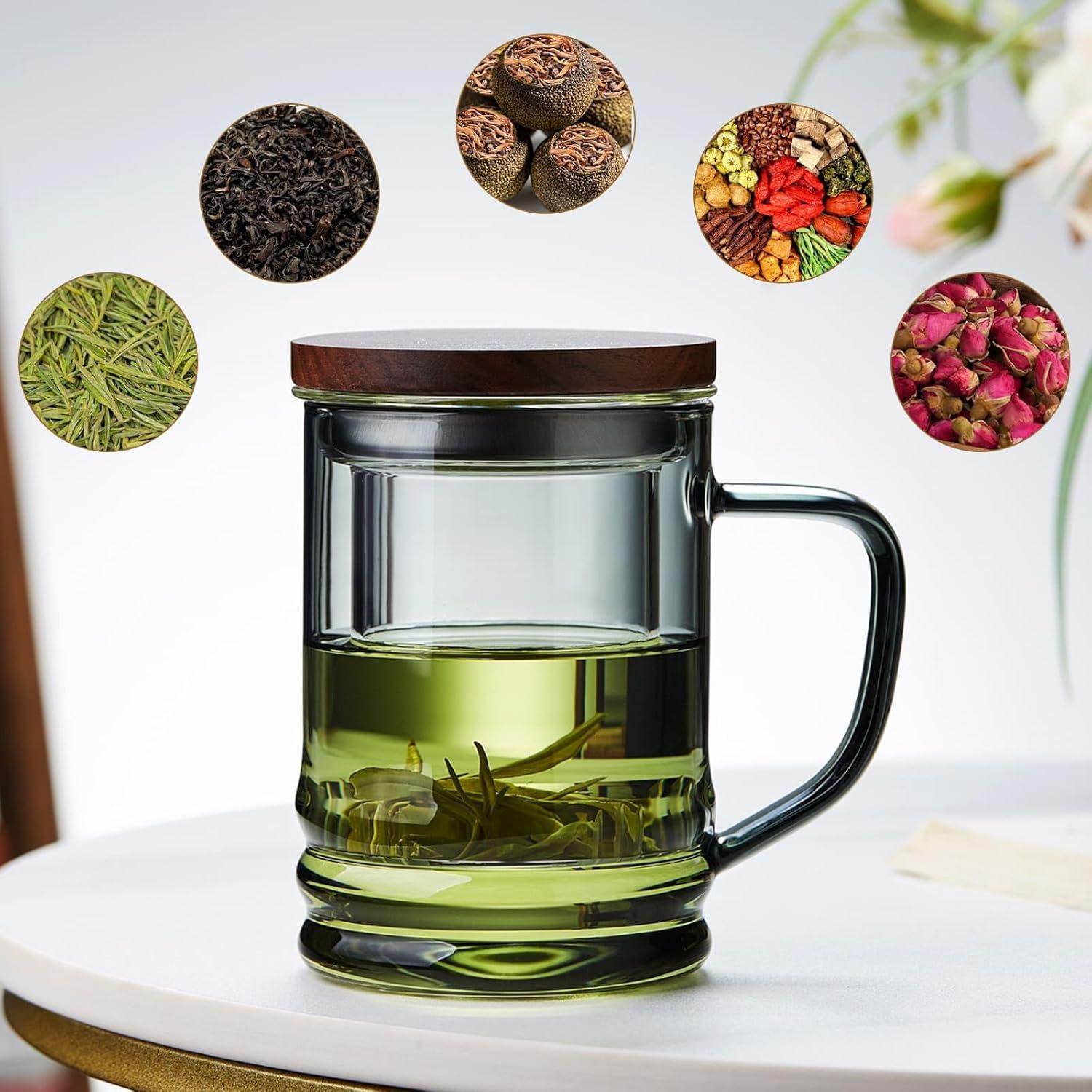 Taza de Té Irrompible de Vidrio Borosilicato 427 ml con Infusor