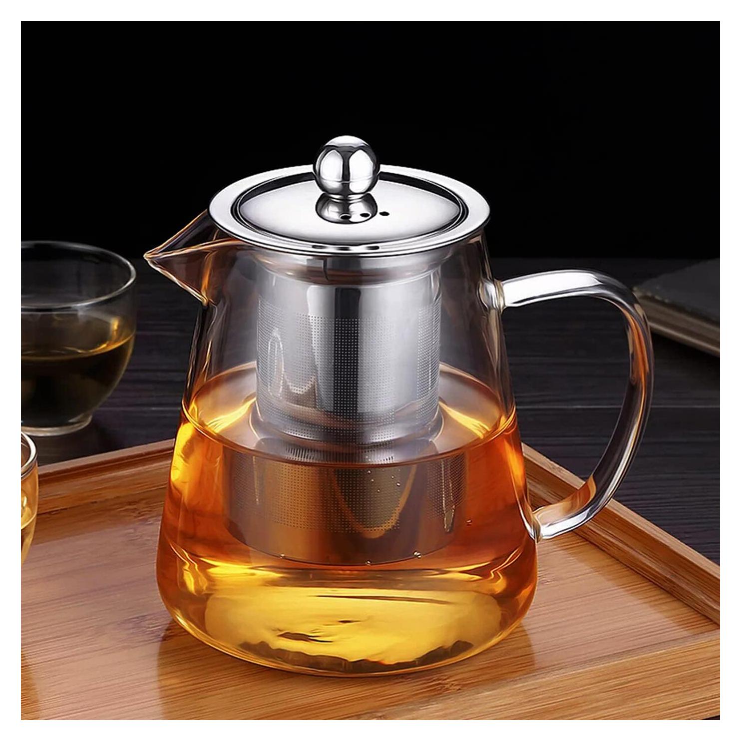 Tetera de Vidrio Newraturner 550ml con Infusor Acero Inoxidable