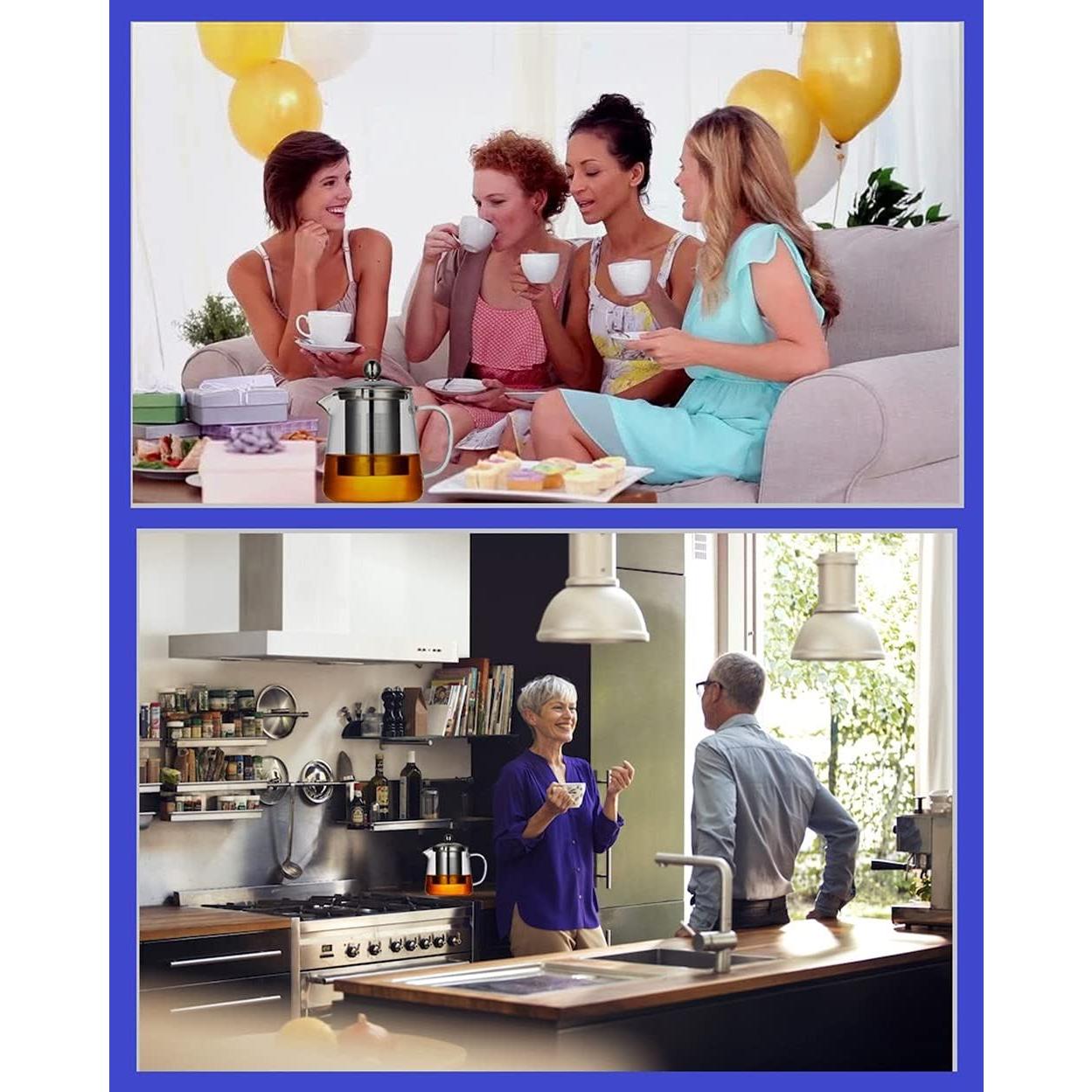 Tetera de Vidrio Newraturner 550ml con Infusor Acero Inoxidable