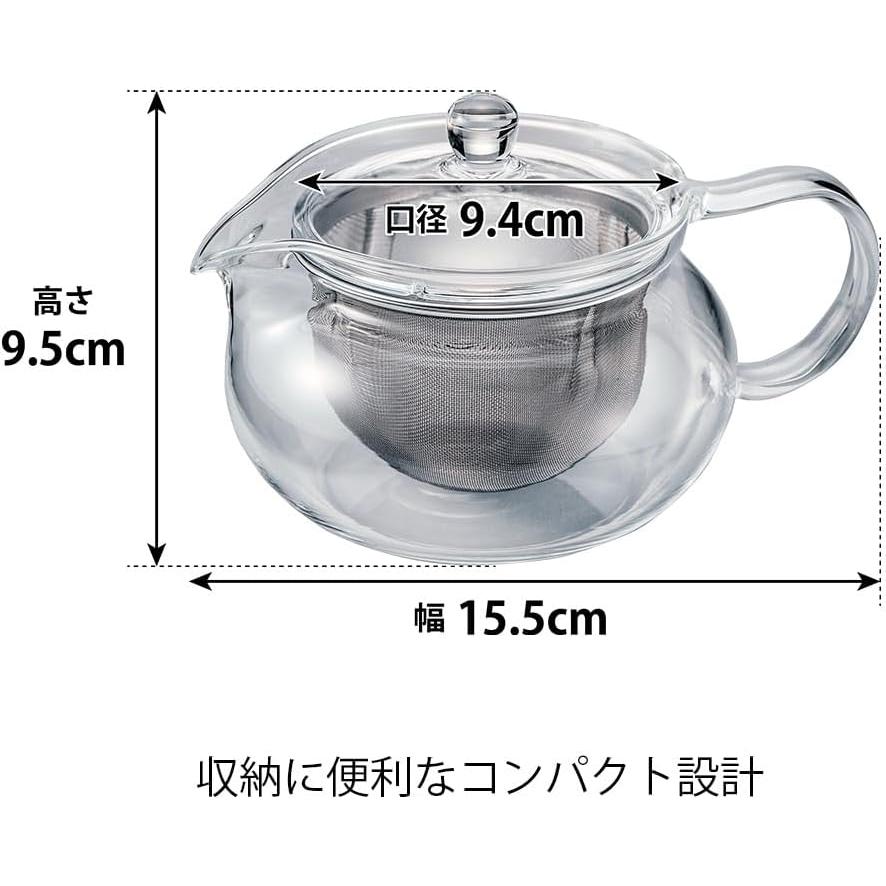 Tetera de vidrio HARIO ChaCha Kyusu Maru 450ml resistente al calor