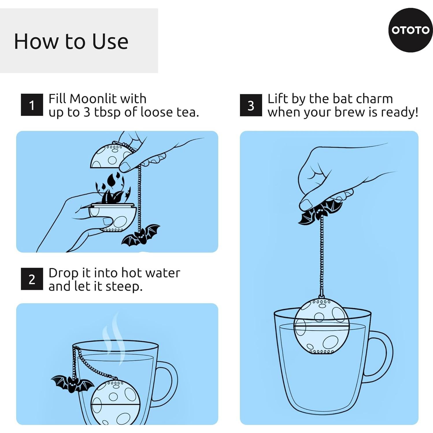 Colador de Té OTOTO Moonlit - Infusor de Silicona Blanco