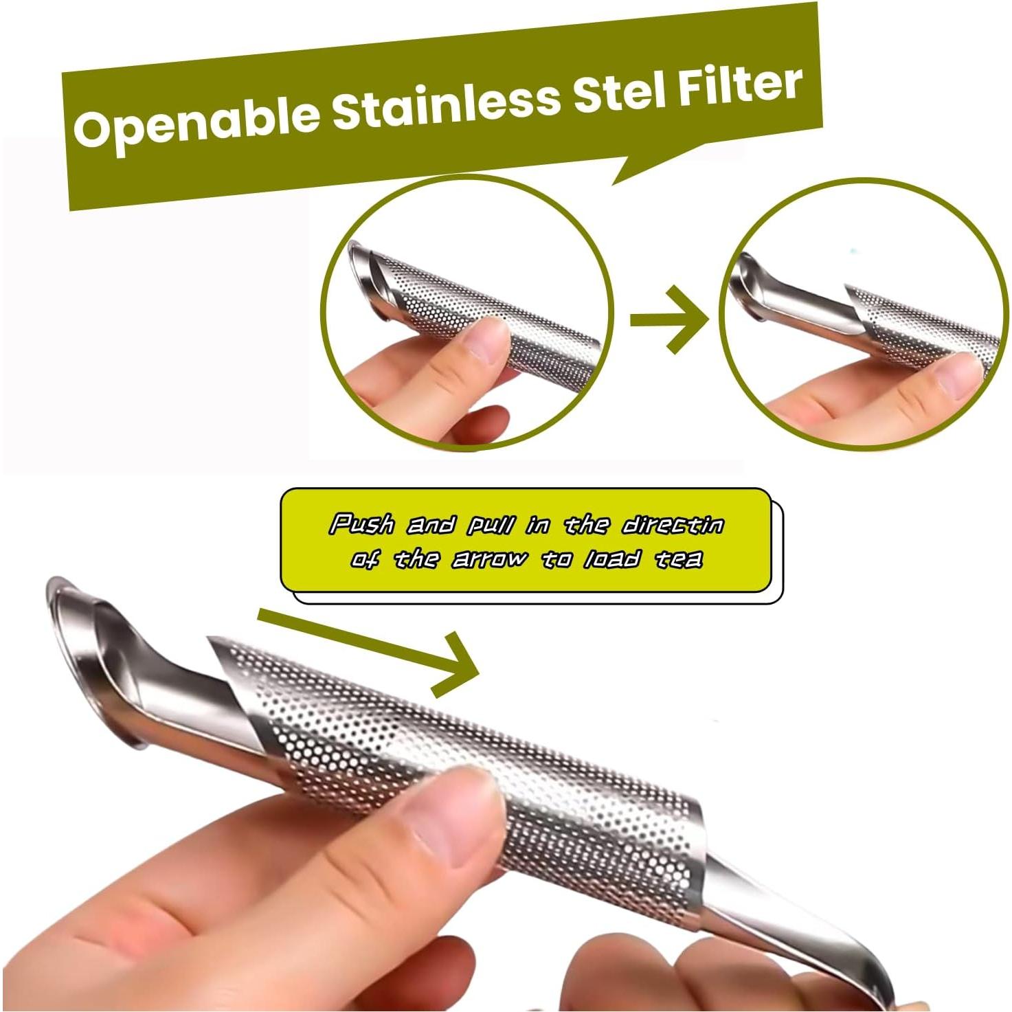 Infusor de Té de Acero Inoxidable Vziokk - 2 Pcs con Cepillo