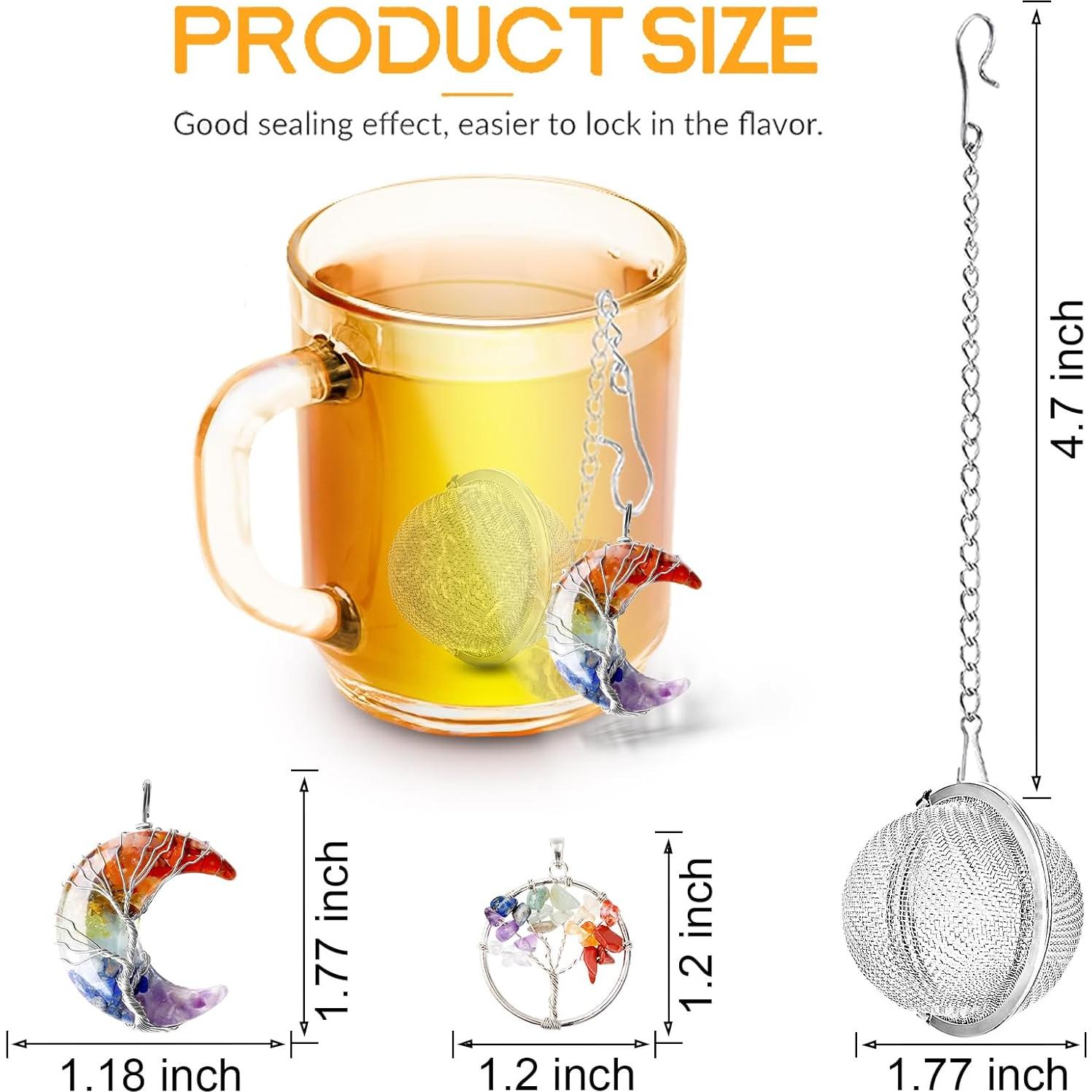 Juego de Infusores de Té de Acero Inoxidable TeaSanavie - 2 Piezas con Colgantes de Media Luna y Árbol de la Vida