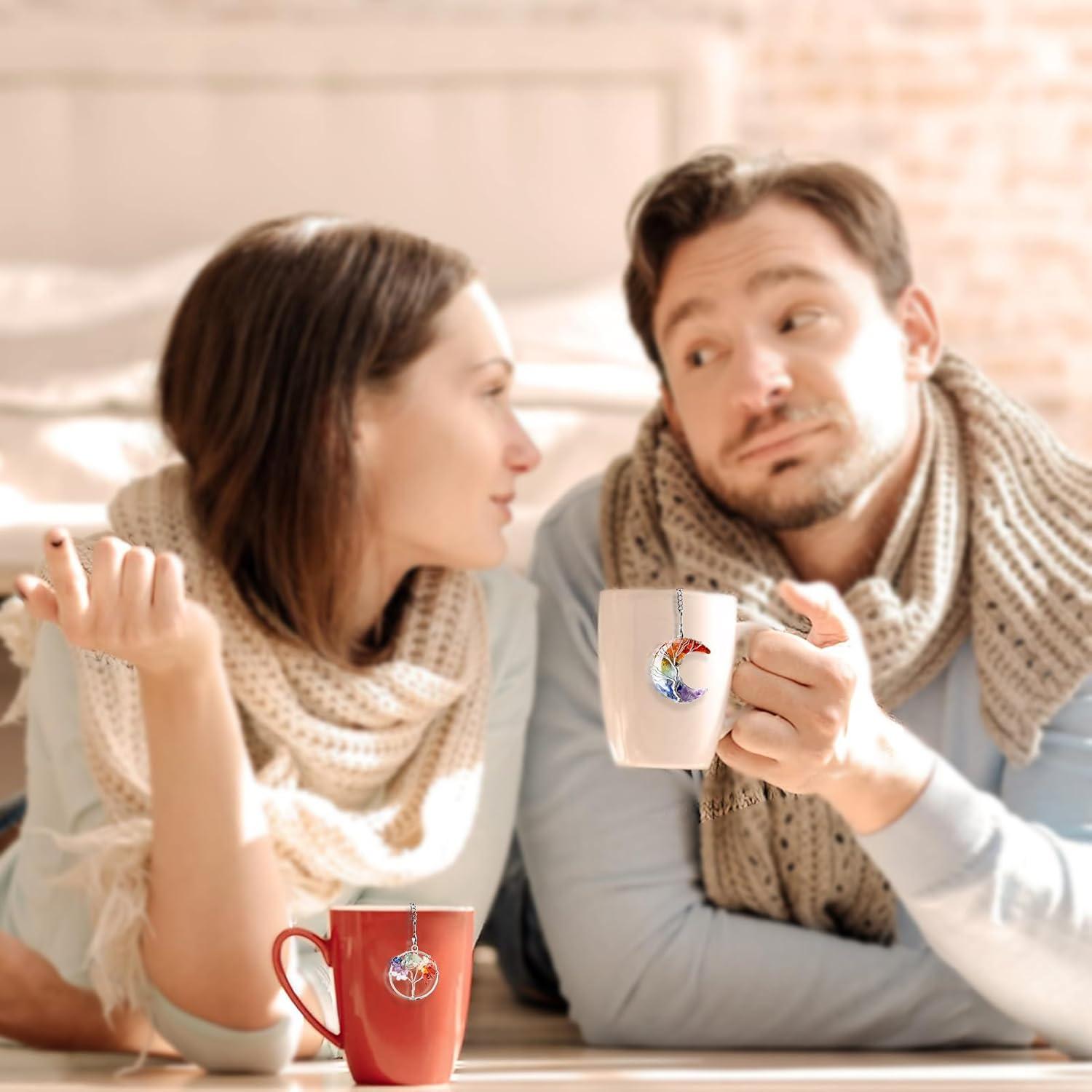 Juego de Infusores de Té de Acero Inoxidable TeaSanavie - 2 Piezas con Colgantes de Media Luna y Árbol de la Vida