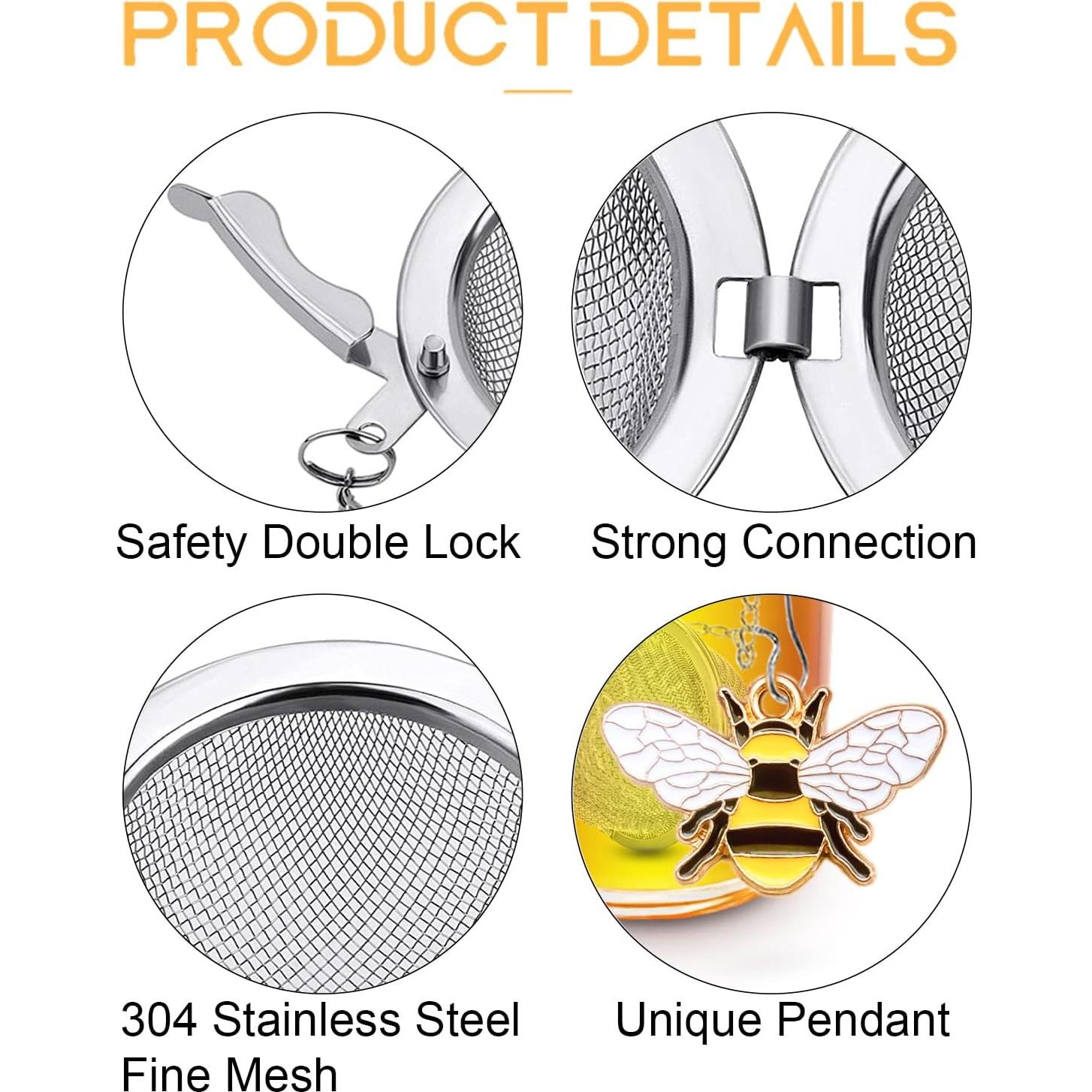 Infusores de Té TeaSanavie Set de 2 Acero Inoxidable Abeja Flor