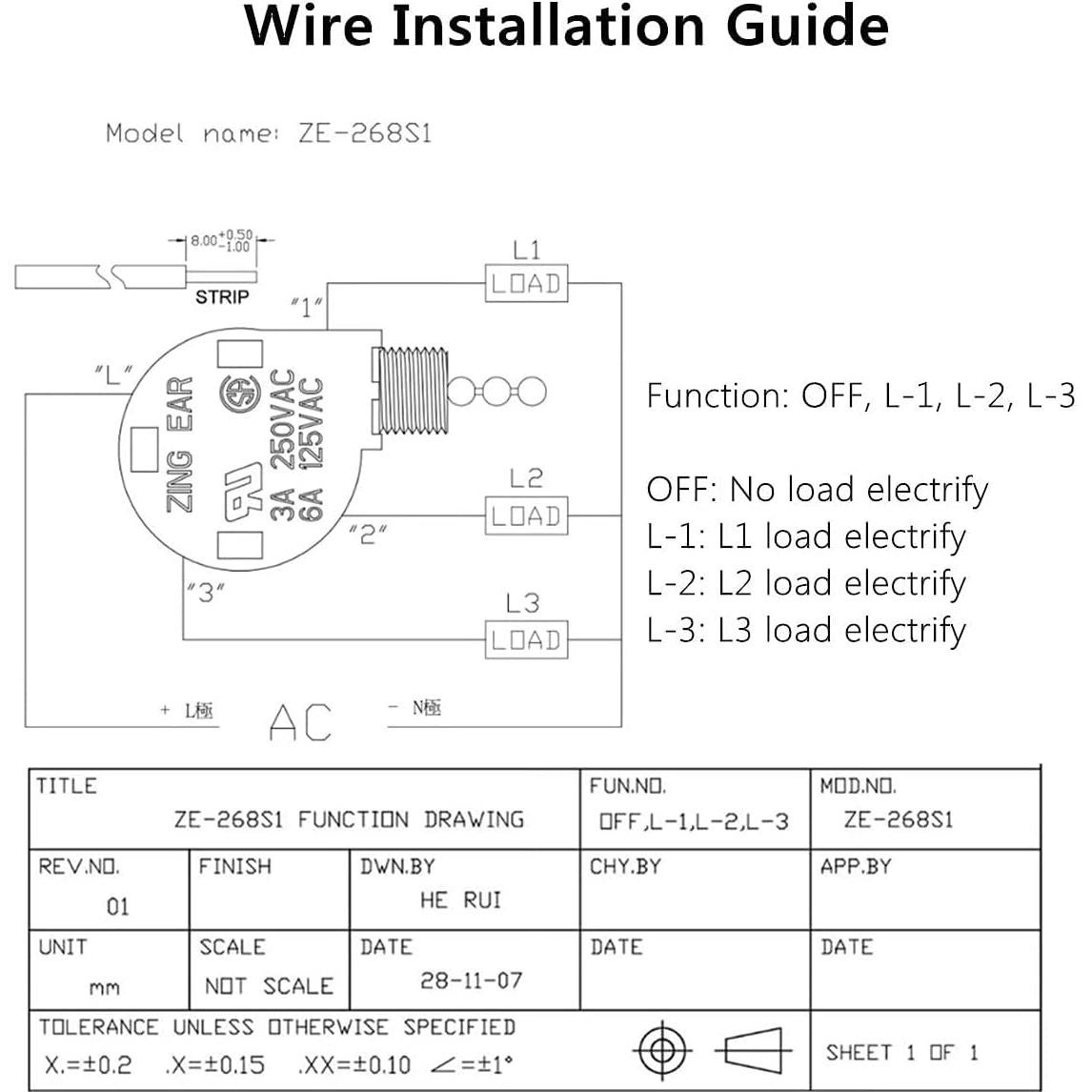 Interruptor de Ventilador de Techo Zing Ear ZE-268S1 3 Velocidades 4 Cables