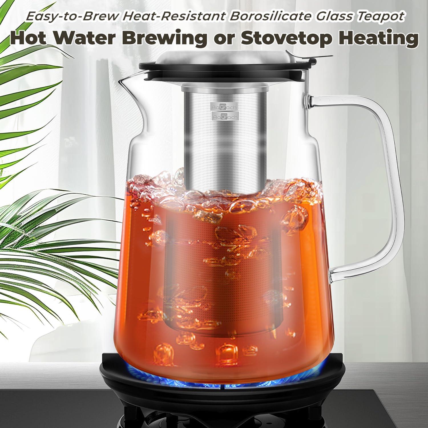 Tetera de Vidrio Aquach 2200ml con Infusor Acero Inoxidable