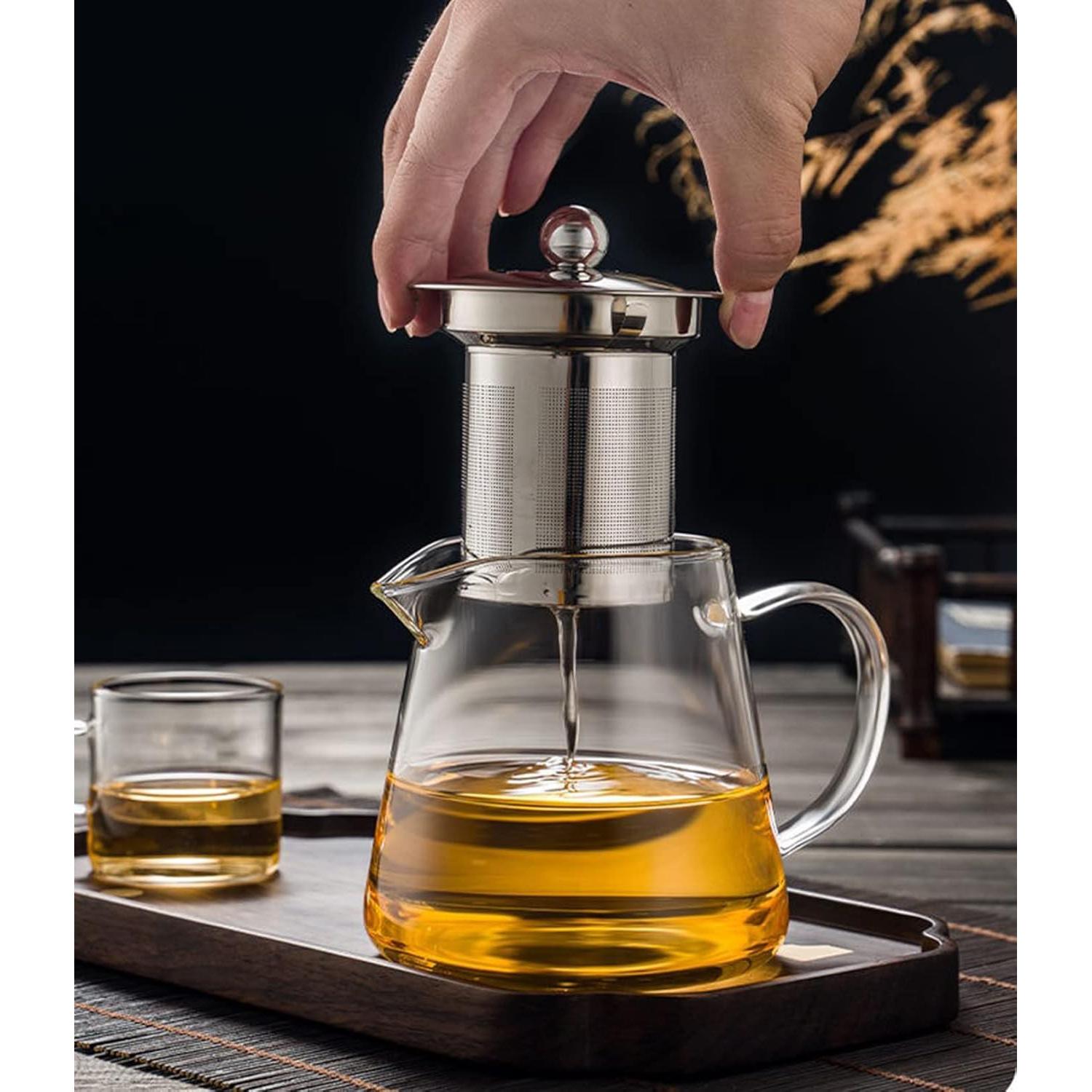 Tetera de vidrio borosilicato XINHUISHQZ 550ml con infusor