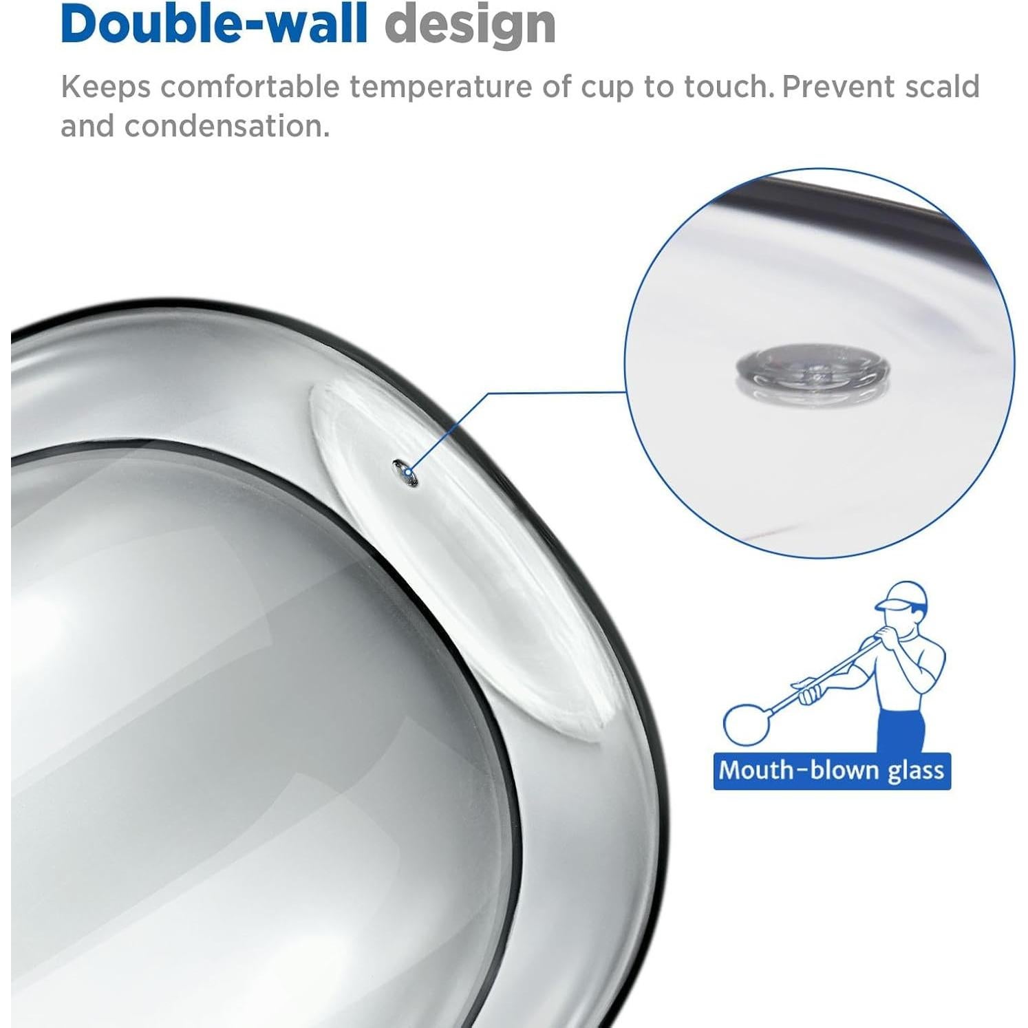 Taza Infusora de Té Glastal 430ml Vidrio Doble Pared con Tapa