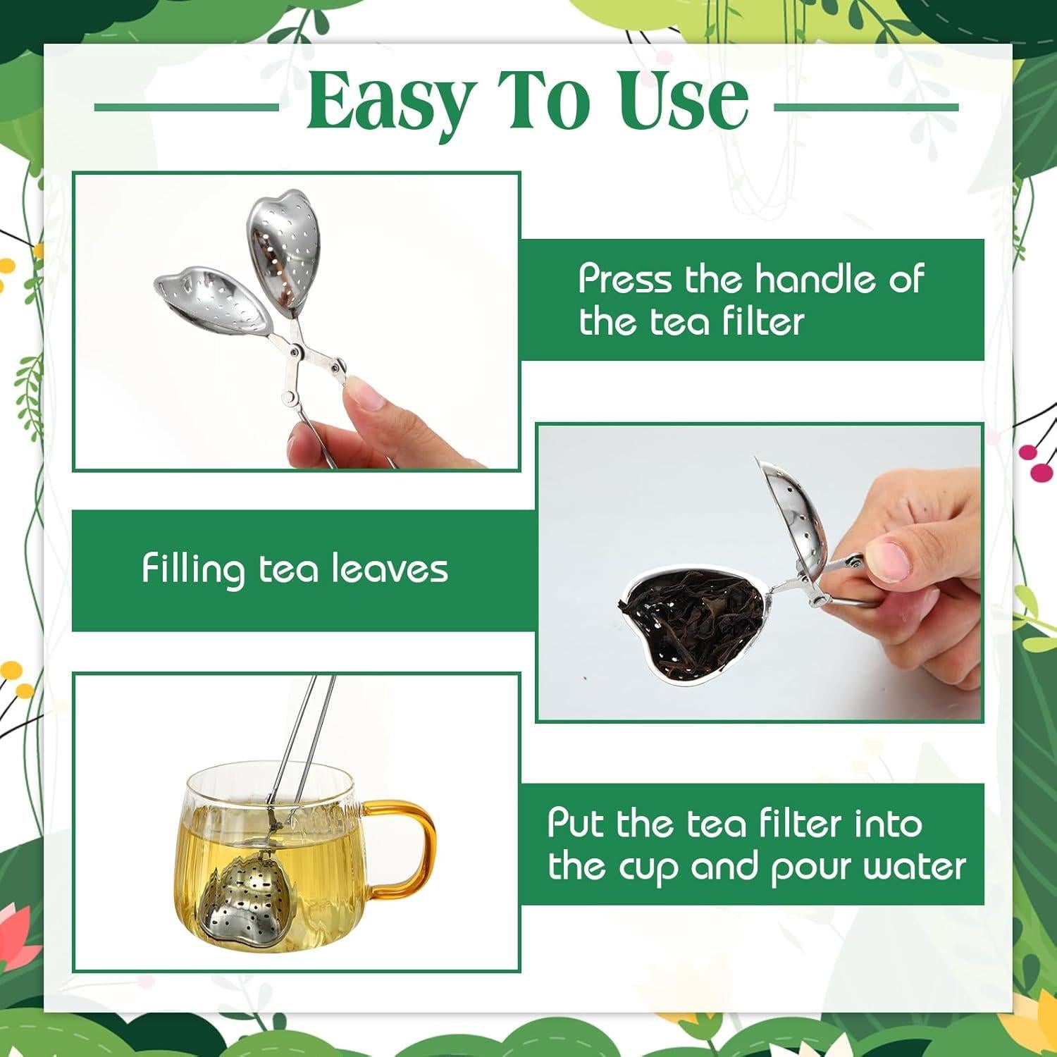 50 Infusores de Té en Forma de Corazón Roshtia - Acero Inoxidable