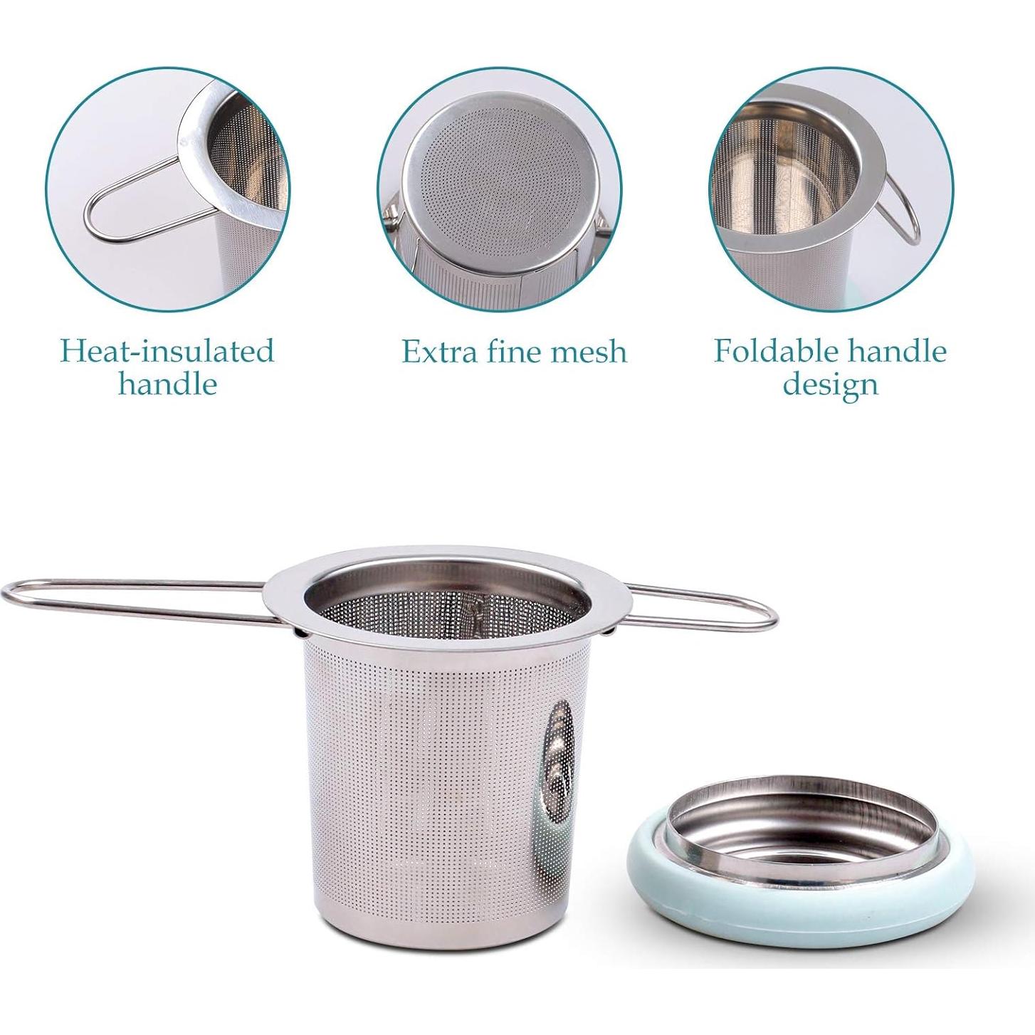 Infusor de Té Fenshine Acero Inoxidable Plegable 7cm Azul Claro