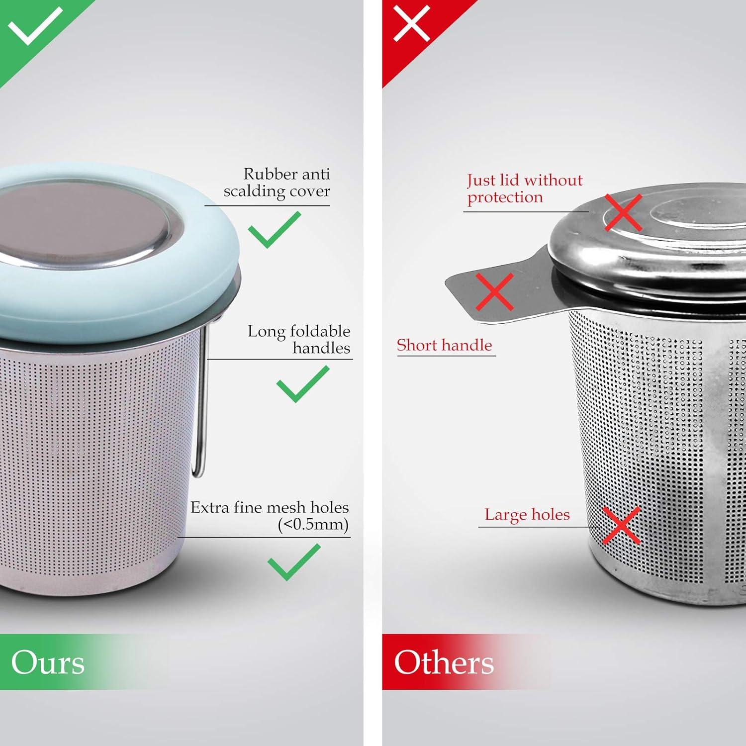 Infusor de Té Fenshine Acero Inoxidable Plegable 7cm Azul Claro