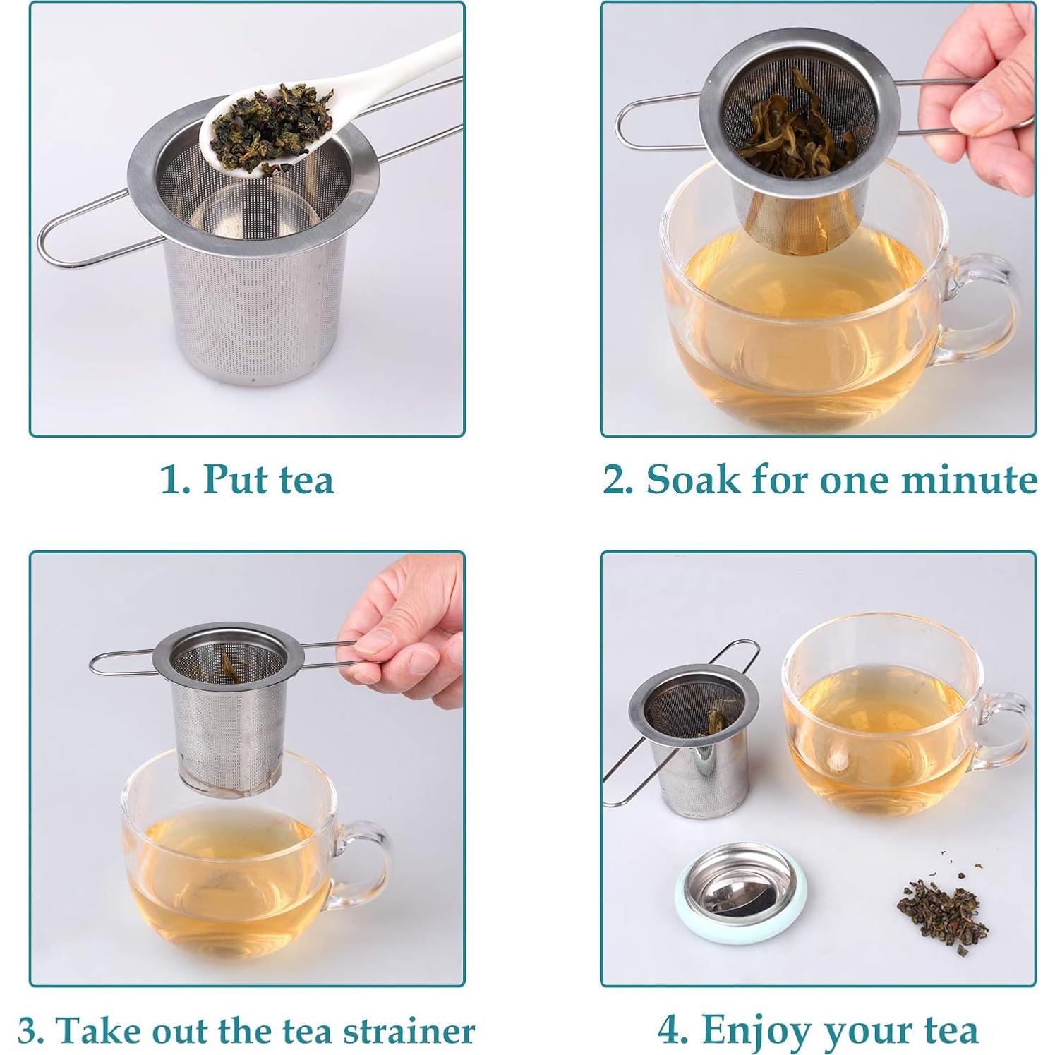 Infusor de Té Fenshine Acero Inoxidable Plegable 7cm Azul Claro