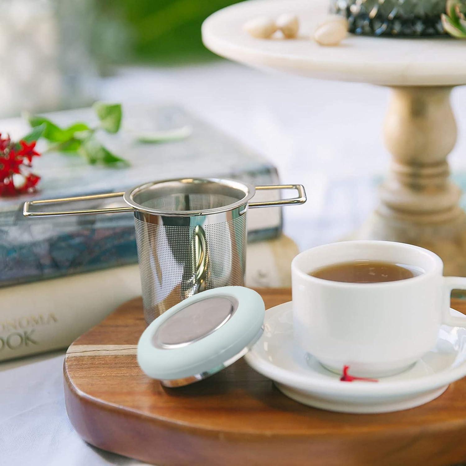 Infusor de Té Fenshine Acero Inoxidable Plegable 7cm Azul Claro