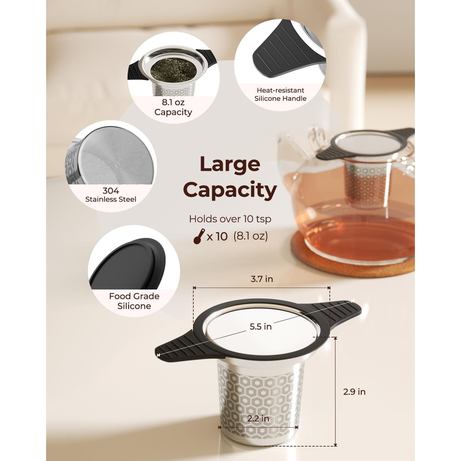 Coladores de Té Reinmoson 2 Pack Acero Inoxidable 304 Malla Fina