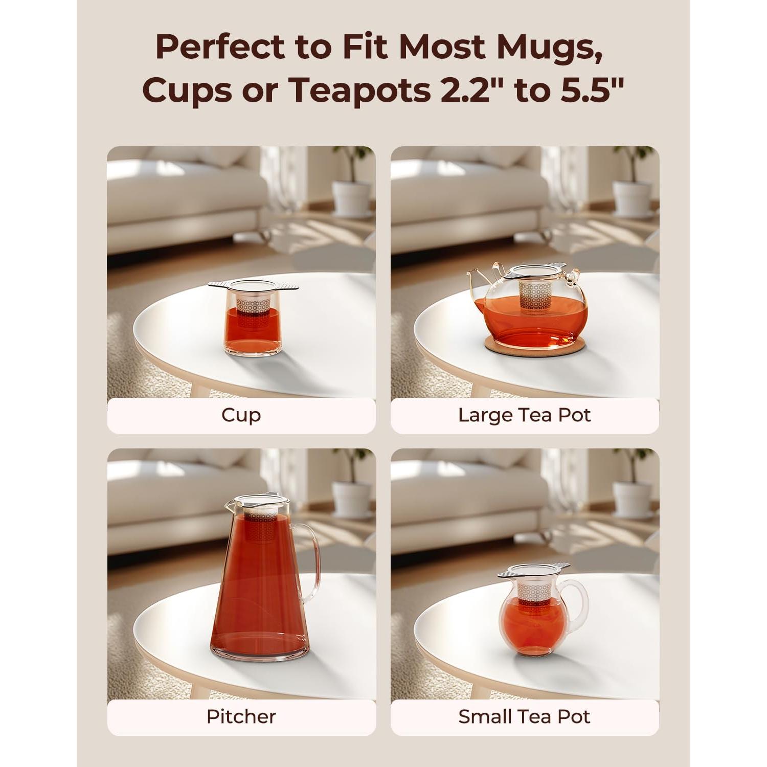 Coladores de Té Reinmoson 2 Pack Acero Inoxidable 304 Malla Fina