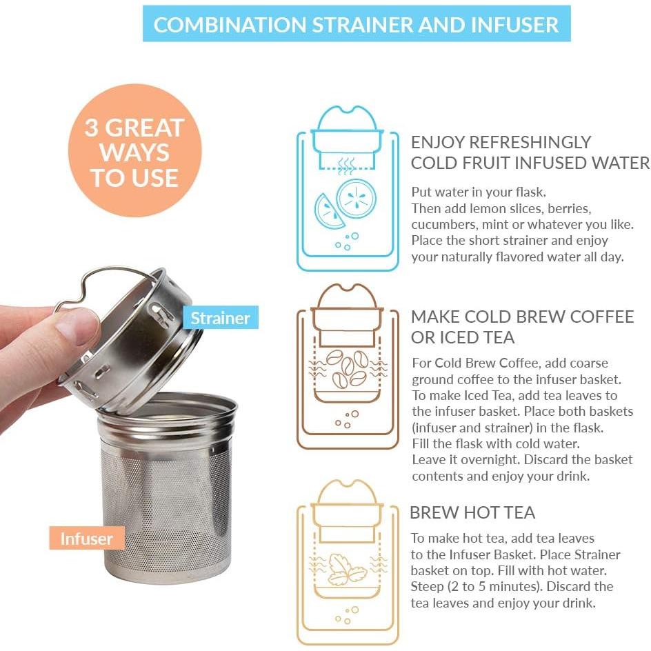 Termo Infusor de Té MIRA 532 ml Acero Inoxidable Gris Humo