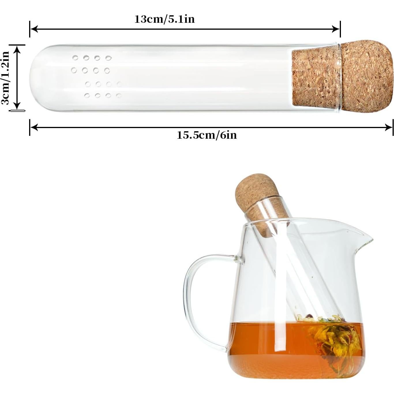 Infusores de Té de Vidrio 2 Pcs Werduoland con Tapa y Cuchara