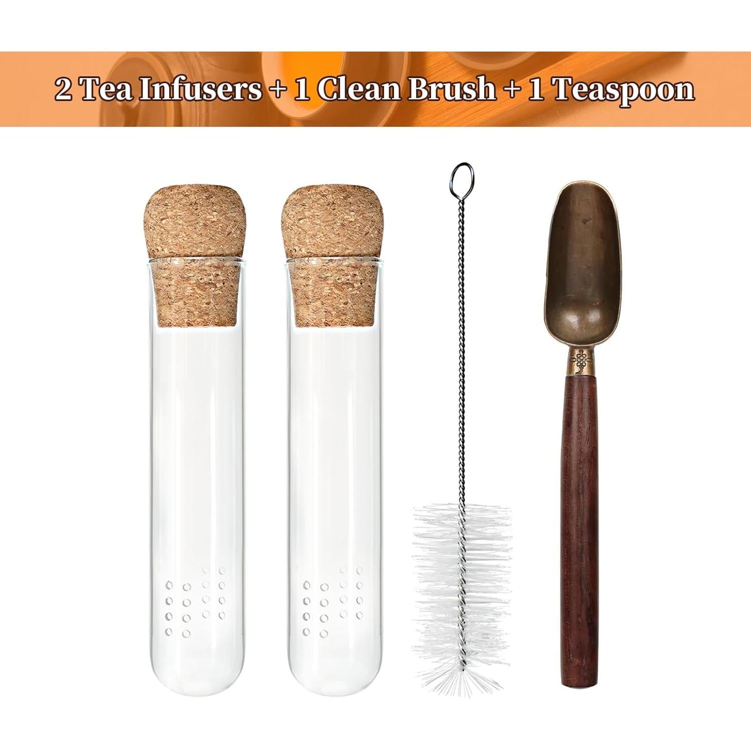 Infusores de Té de Vidrio 2 Pcs Werduoland con Tapa y Cuchara