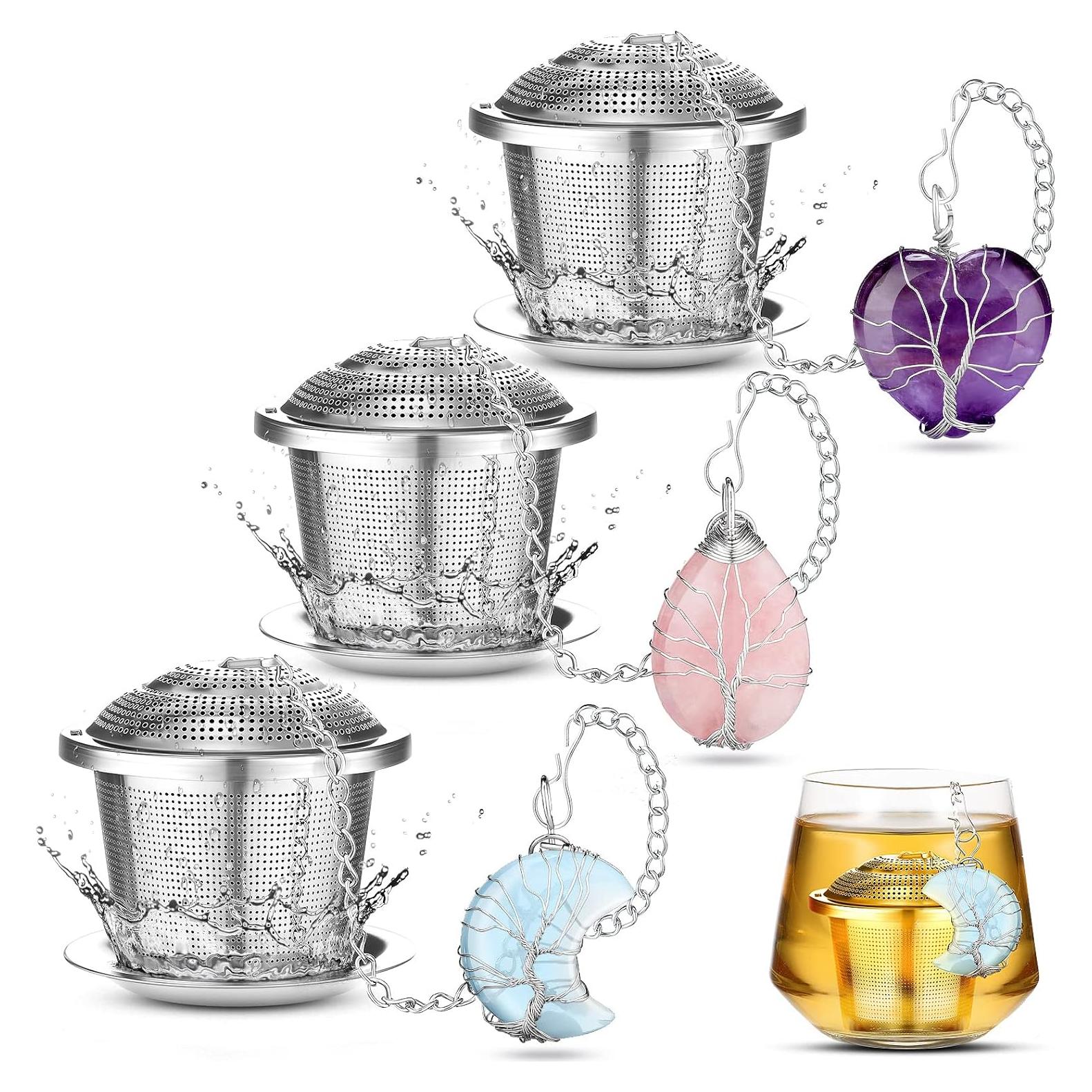Set de 3 Infusores de Té CHENGU Acero Inoxidable con Soporte