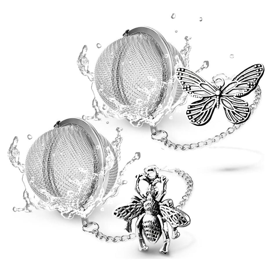 Set 2 Infusores de Té TeaSanavie con Colgantes de Abeja y Mariposa