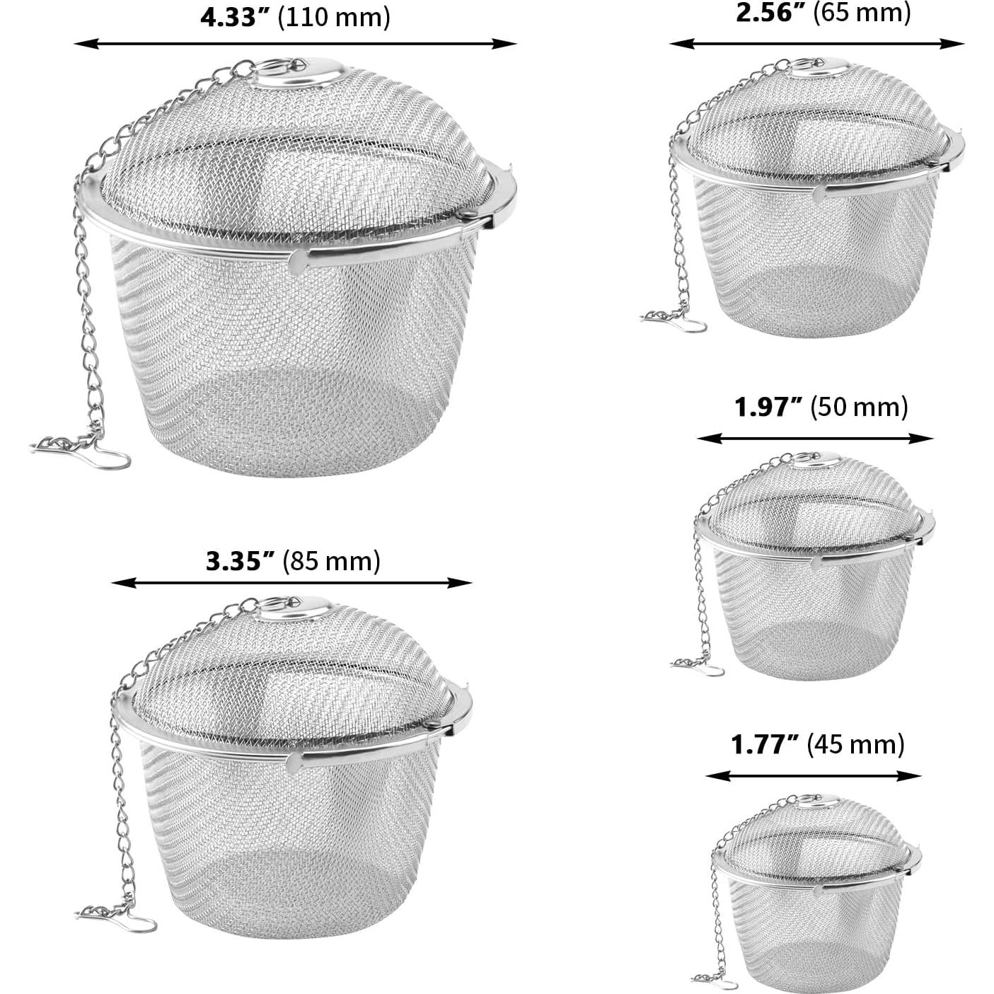Set de 5 Infusores de Té ZOENHOU Acero Inoxidable 4.6-10.9 cm