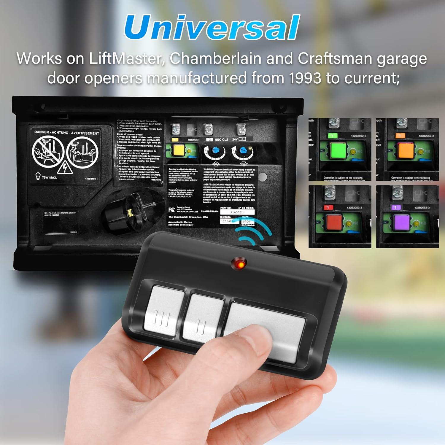 Control Remoto de Puerta de Garaje CreaCity 893LM Universal Negro