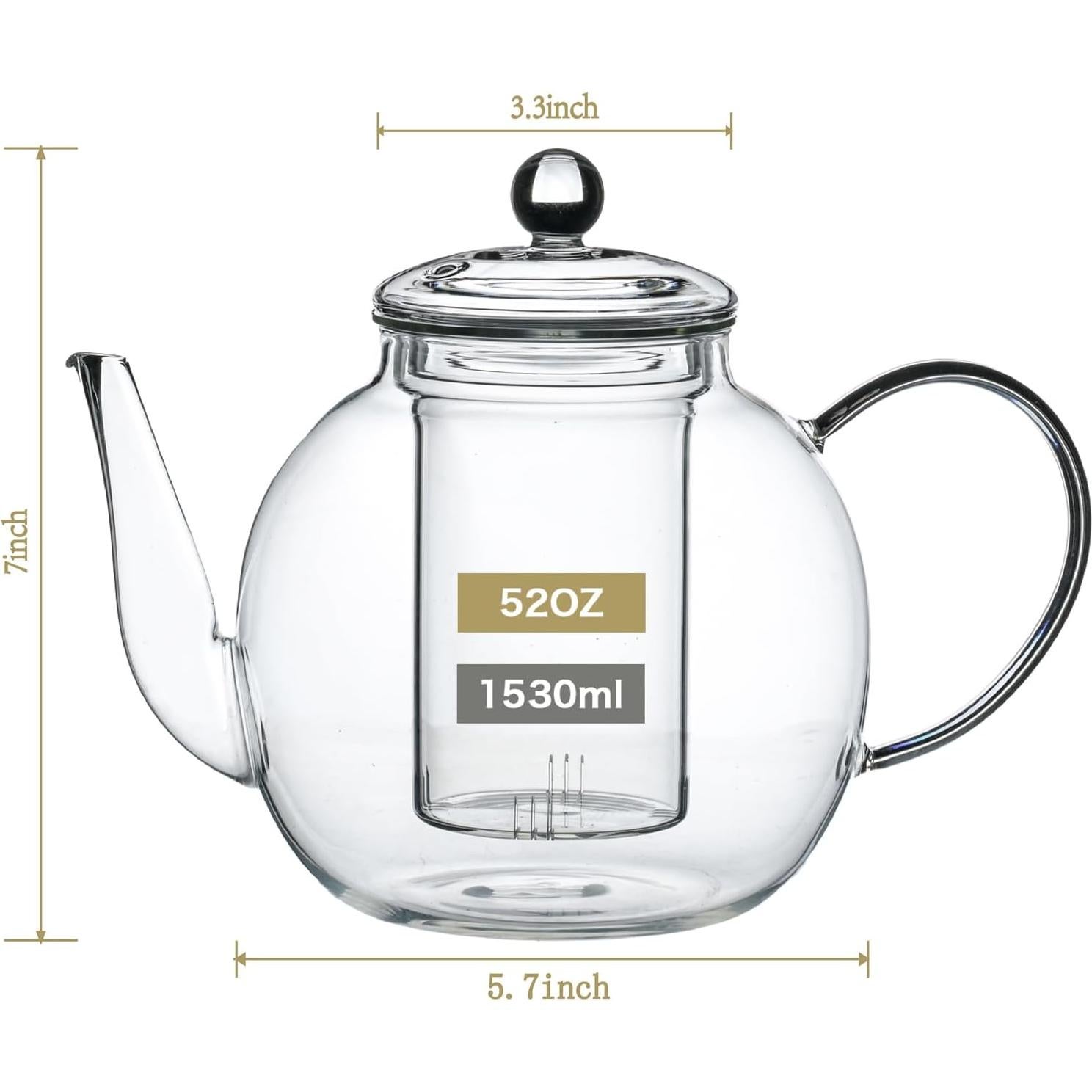 Tetera de Vidrio Borosilicato Wlasss 1530 ml con Infusor