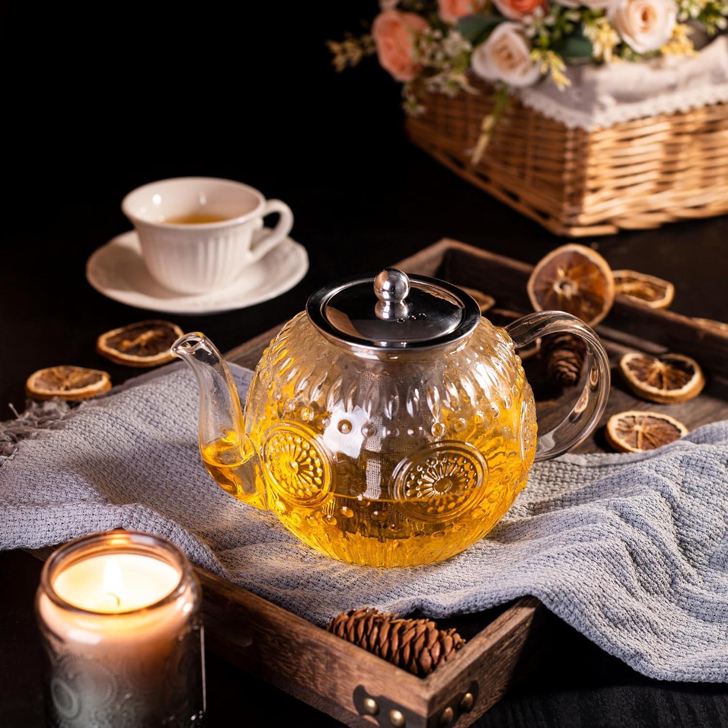 Tetera de Vidrio Borosilicato Amzcku 1500ml con Infusor