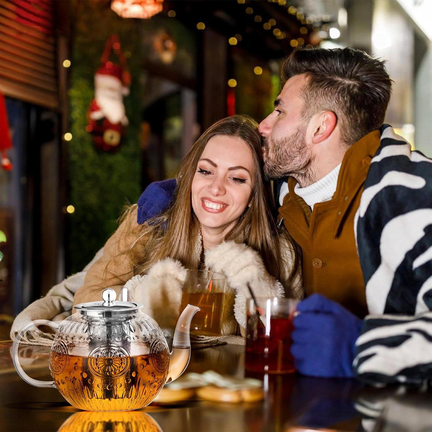 Tetera de Vidrio Borosilicato Amzcku 1500ml con Infusor