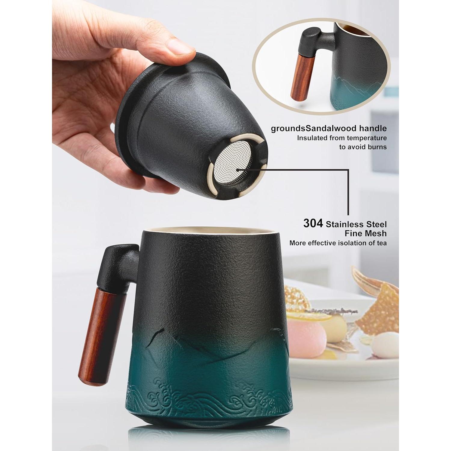 Taza de Té Suyika con Infusor y Tapa 450ml Diseño Montaña