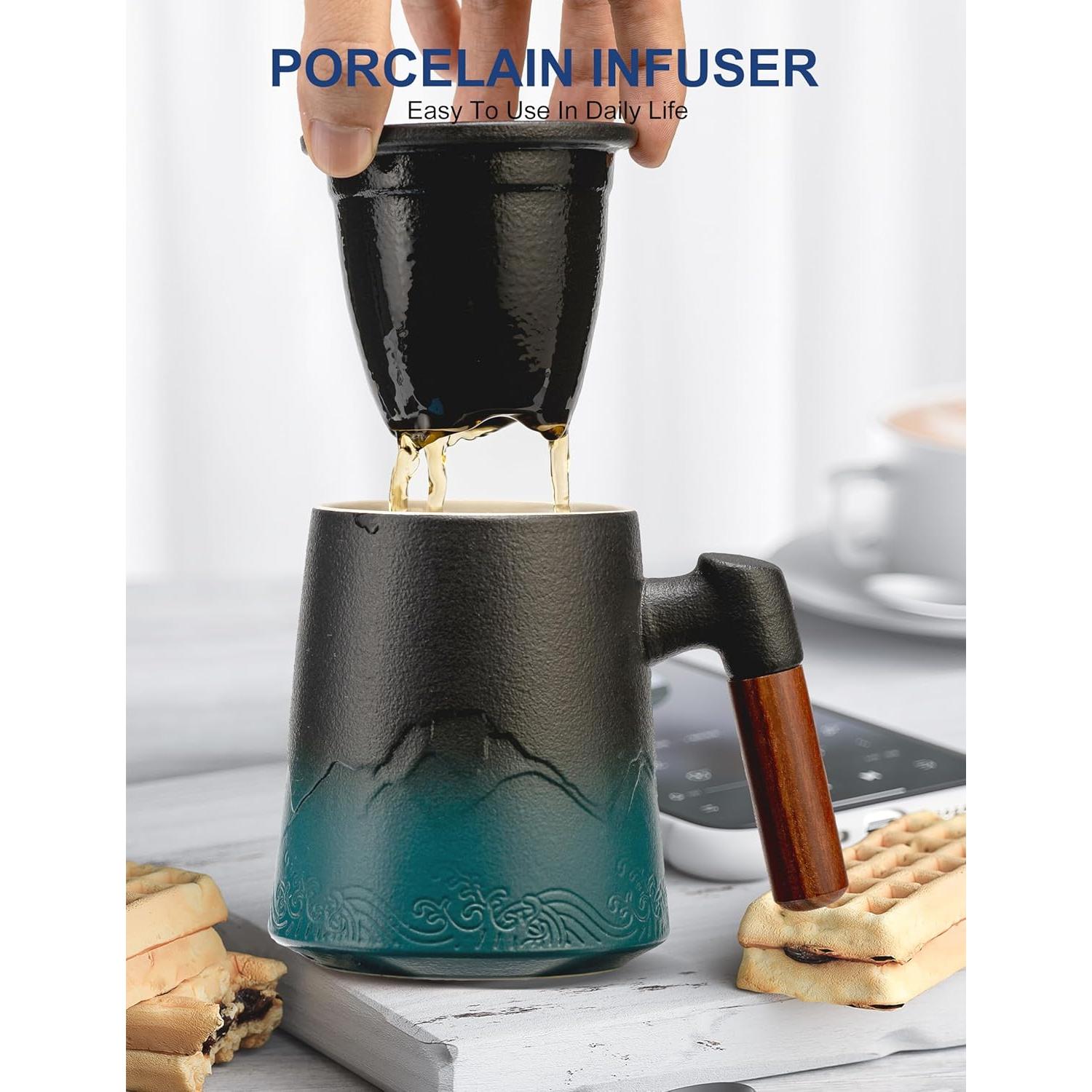 Taza de Té Suyika con Infusor y Tapa 450ml Diseño Montaña