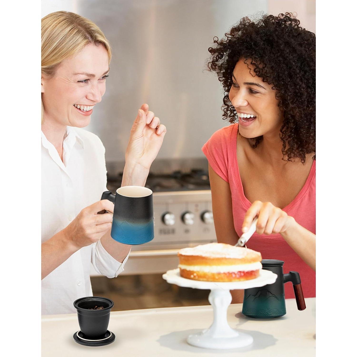 Taza de Té Suyika con Infusor y Tapa 450ml Diseño Montaña