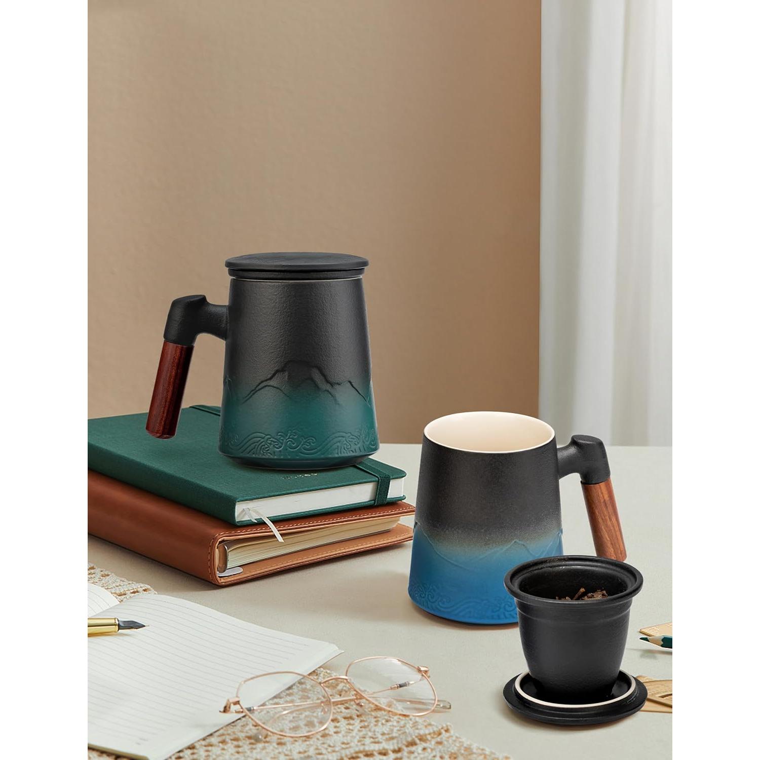 Taza de Té Suyika con Infusor y Tapa 450ml Diseño Montaña