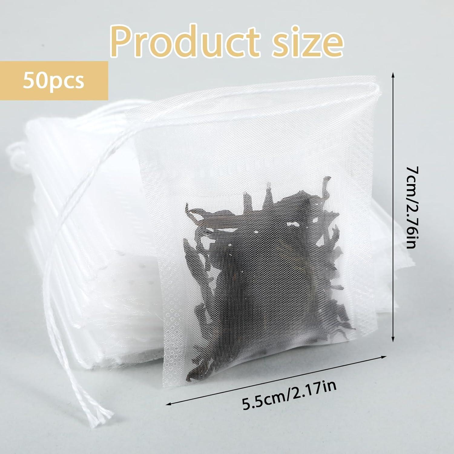 50 Bolsitas de Té Desechables Nylon Ymapinc 7x5.5 cm