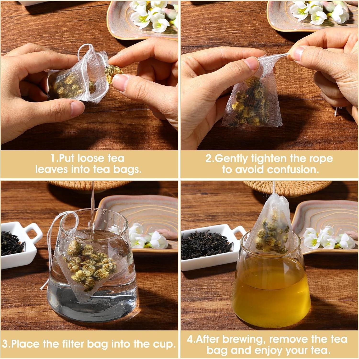 50 Bolsitas de Té Desechables Nylon Ymapinc 7x5.5 cm