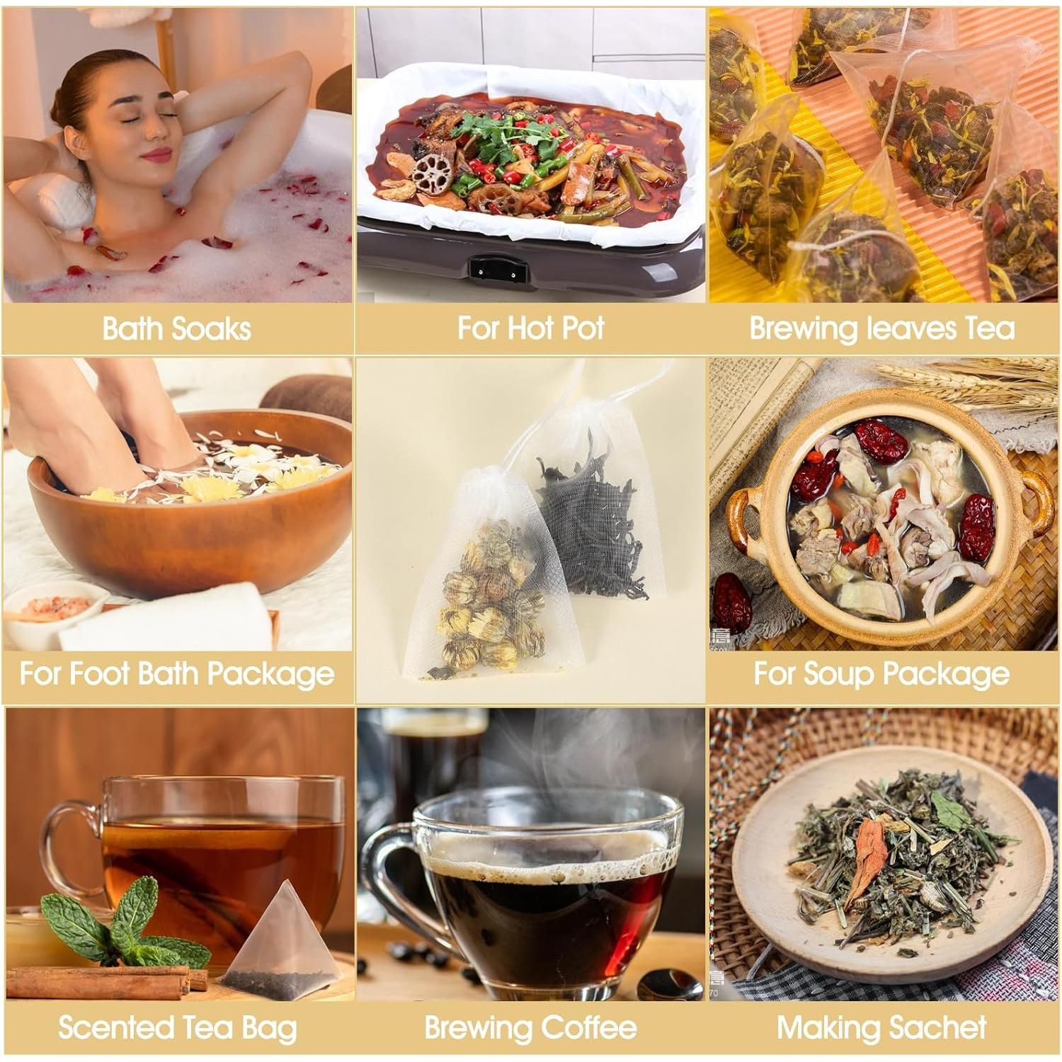 50 Bolsitas de Té Desechables Nylon Ymapinc 7x5.5 cm