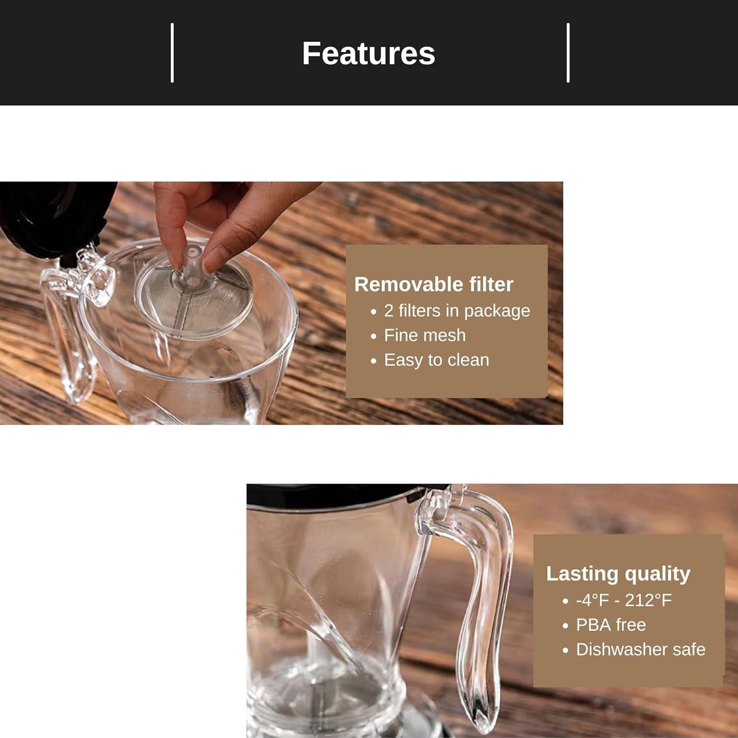 Infusor y Hervidor de Té Inteligente Genérico 560ml Negro