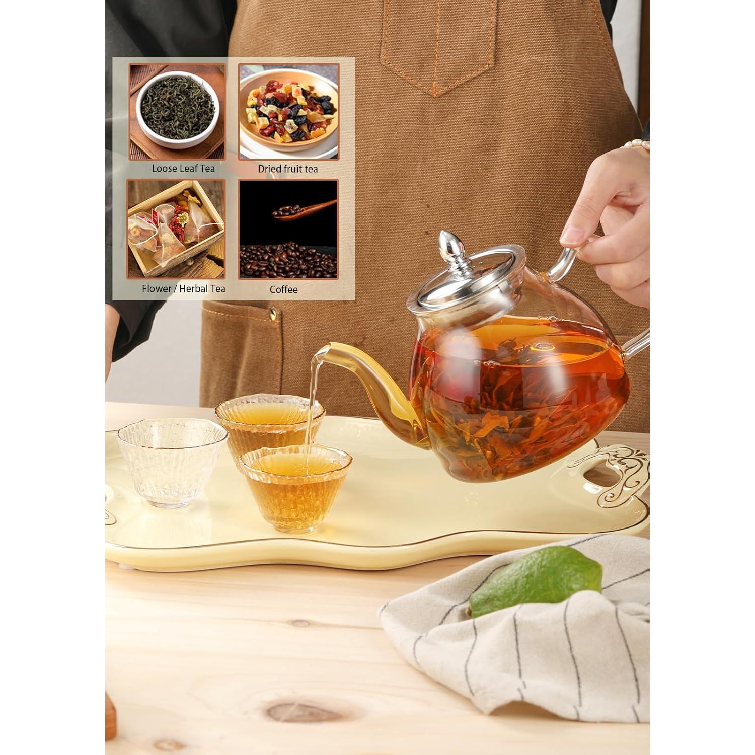 Tetera de Vidrio TETWIN 1000ml con Infusor y 6 Bolas de Té