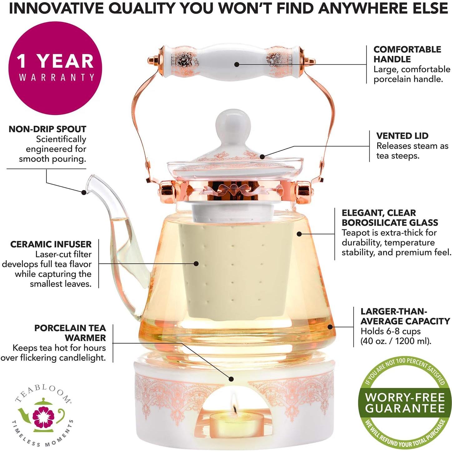 Juego de Tetera de Vidrio Teabloom Buckingham Palace 1.2L