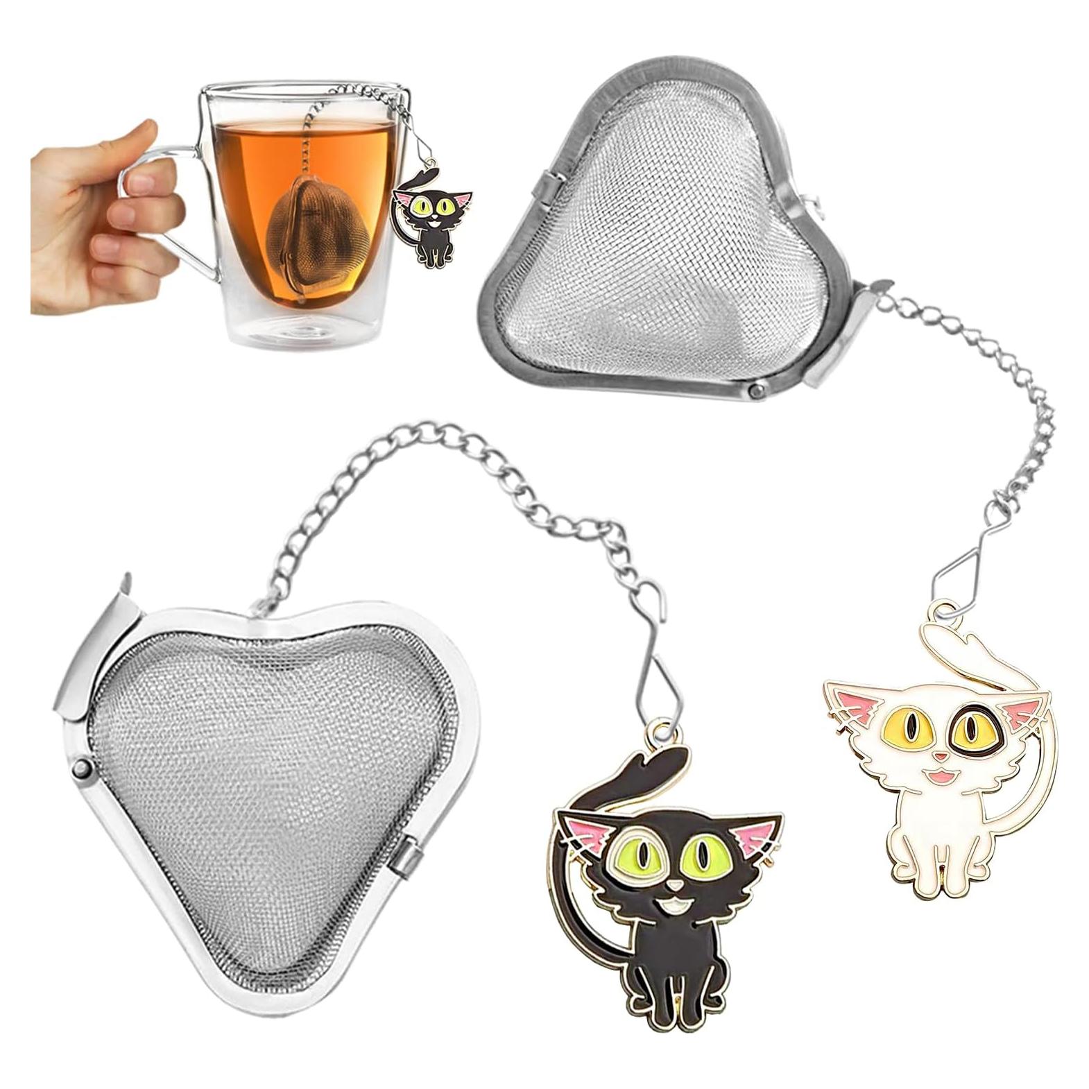 Infusores de Té de Acero Inoxidable HADEWEITE - Paquete de 2 Gato