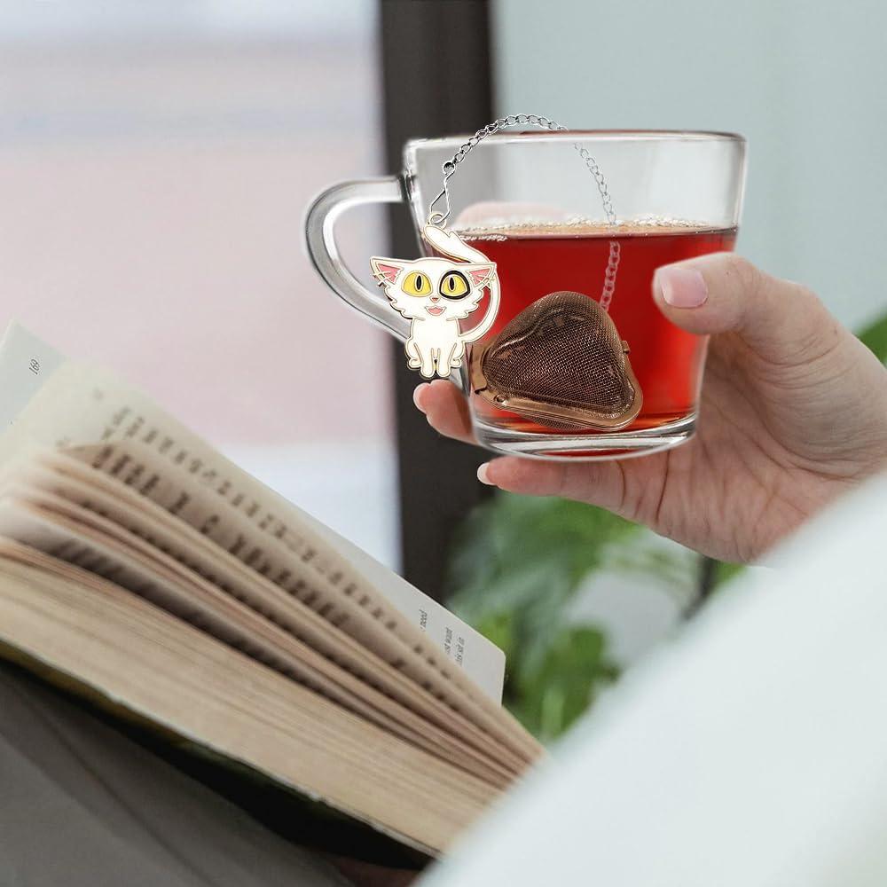 Infusores de Té de Acero Inoxidable HADEWEITE - Paquete de 2 Gato