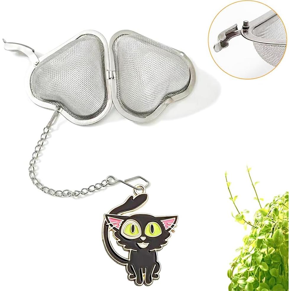 Infusores de Té de Acero Inoxidable HADEWEITE - Paquete de 2 Gato