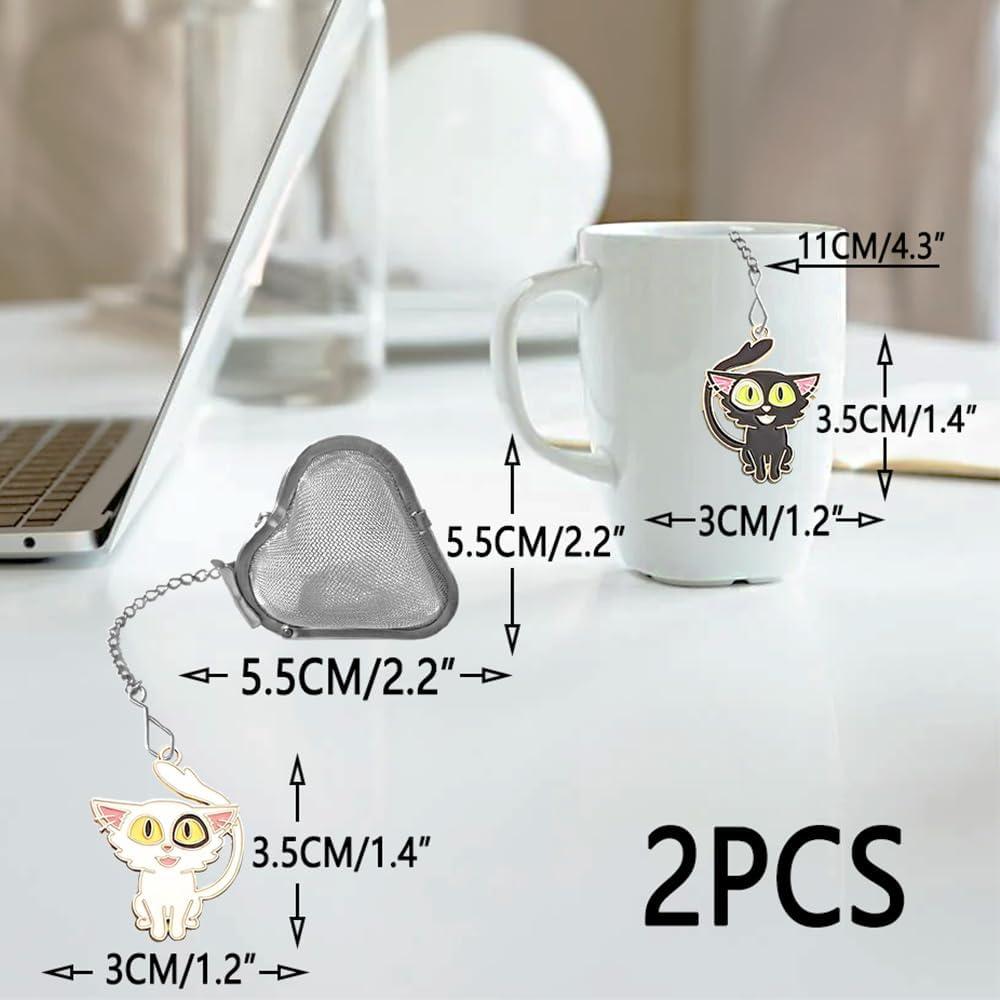 Infusores de Té de Acero Inoxidable HADEWEITE - Paquete de 2 Gato