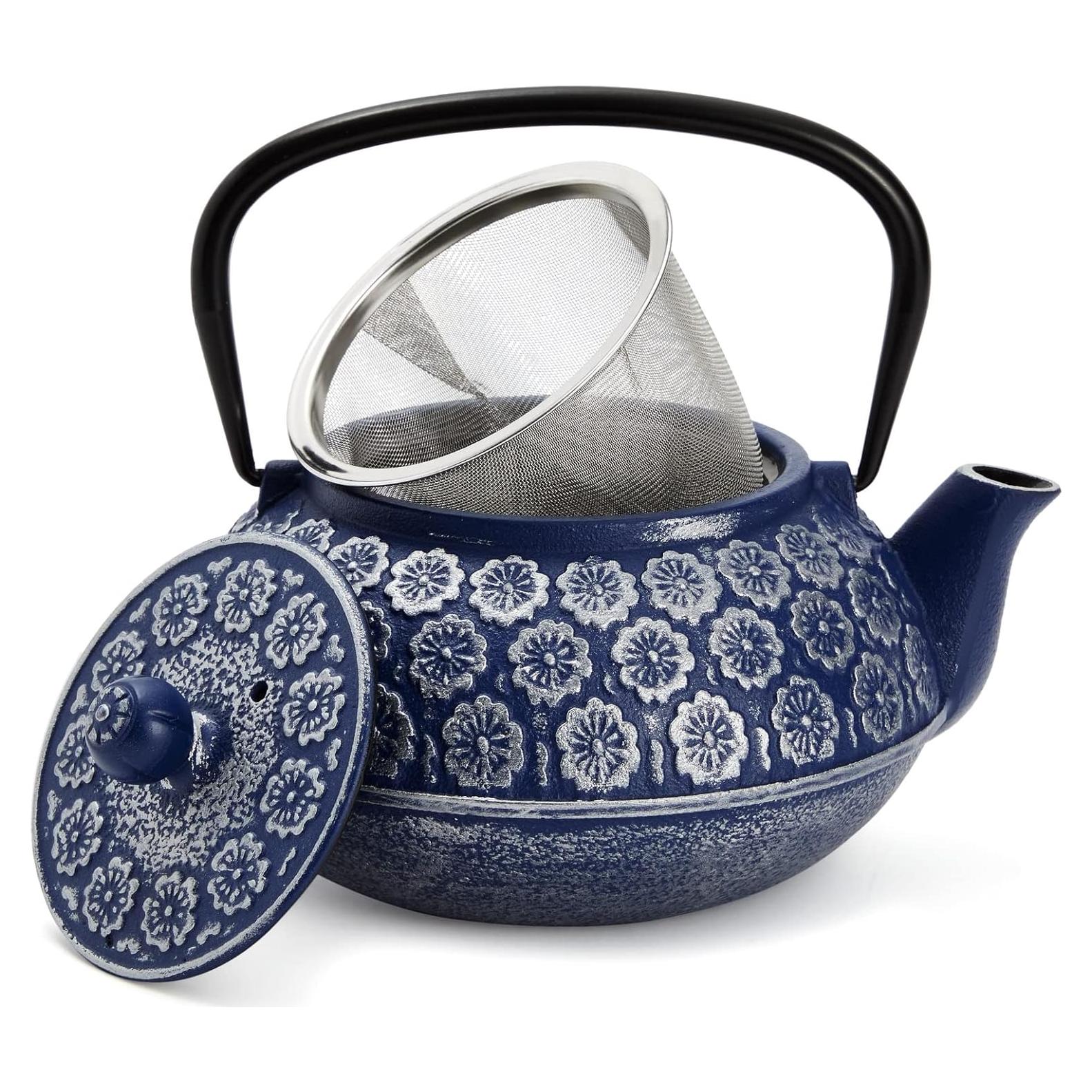 Hervidor de Hierro Fundido Juvale 1005 ml Azul con Infusor