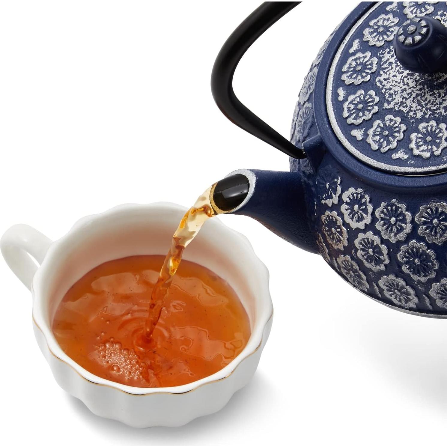 Hervidor de Hierro Fundido Juvale 1005 ml Azul con Infusor