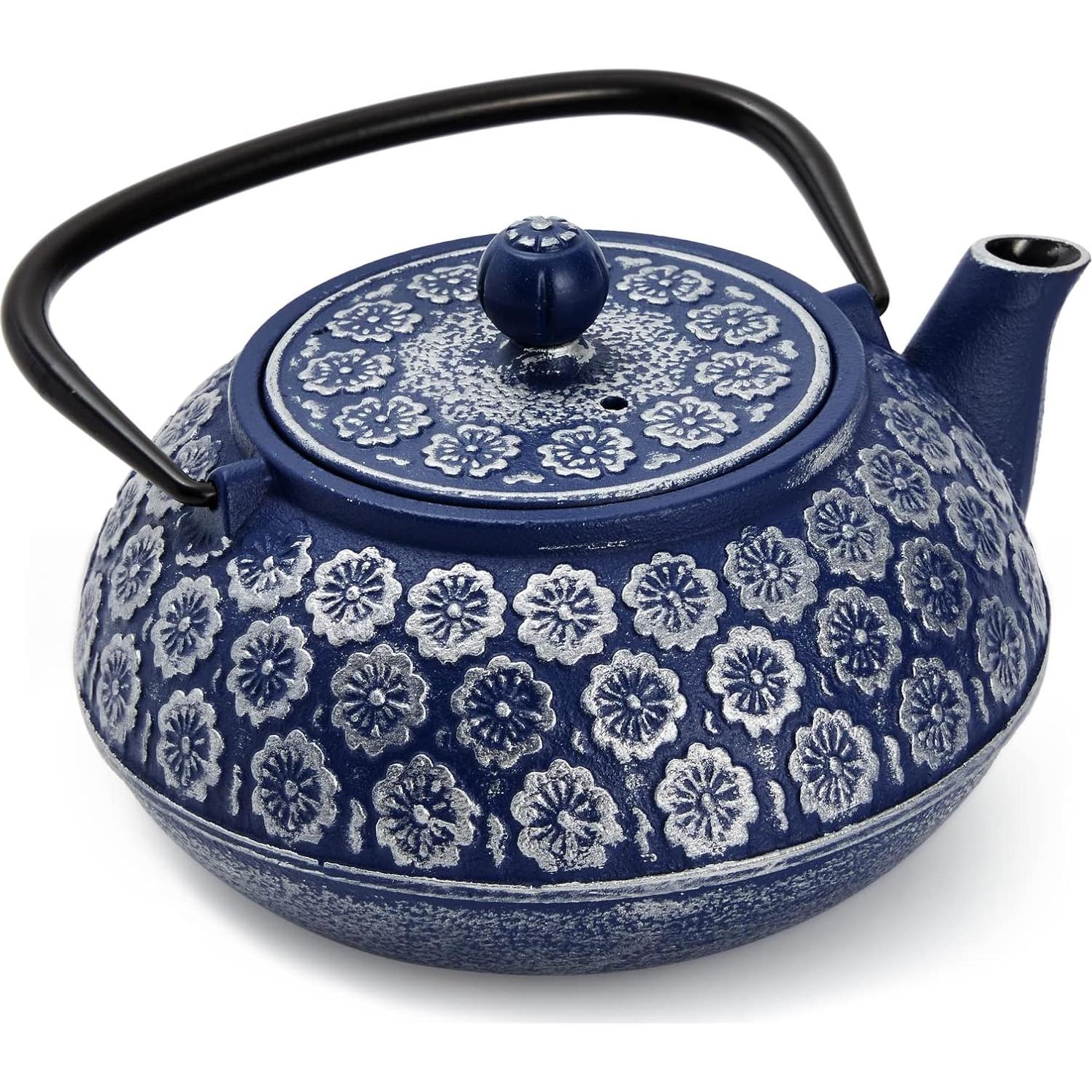 Hervidor de Hierro Fundido Juvale 1005 ml Azul con Infusor