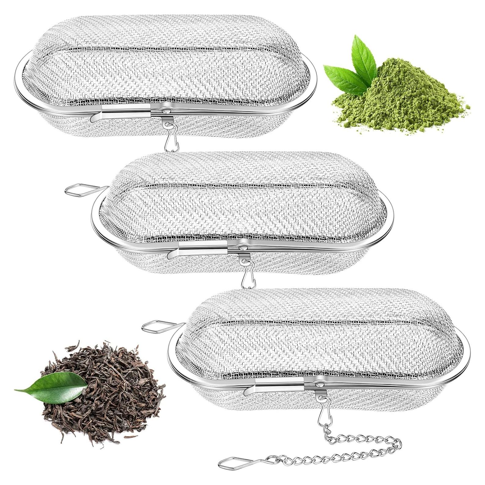 Infusores de Té Hoolerry 3 Pcs Acero Inoxidable Ovalados 10.8 cm