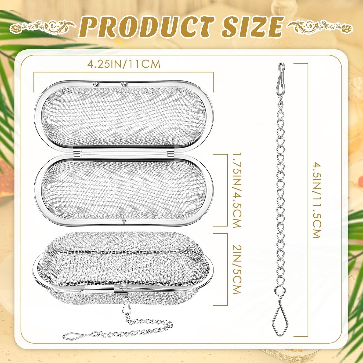 Infusores de Té Hoolerry 3 Pcs Acero Inoxidable Ovalados 10.8 cm